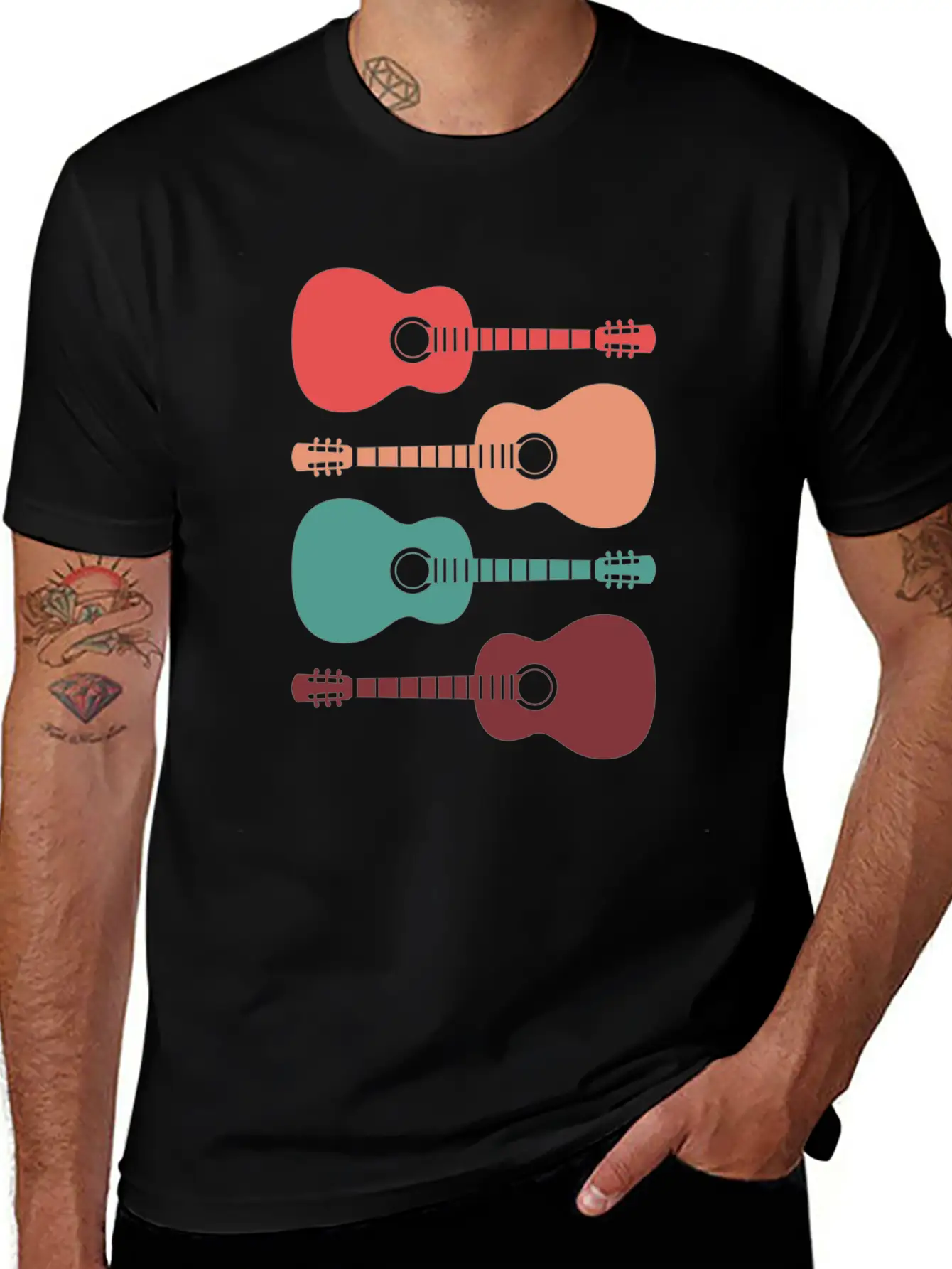 Acoustic Guitars Retro Vintage Unisex Casual T-Shirt – Clean Design For Daily Comfort