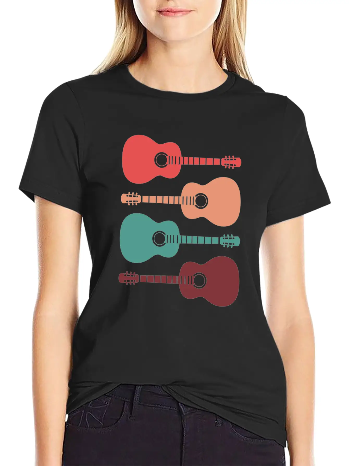 Acoustic Guitars Retro Vintage Unisex Casual T-Shirt – Clean Design For Daily Comfort
