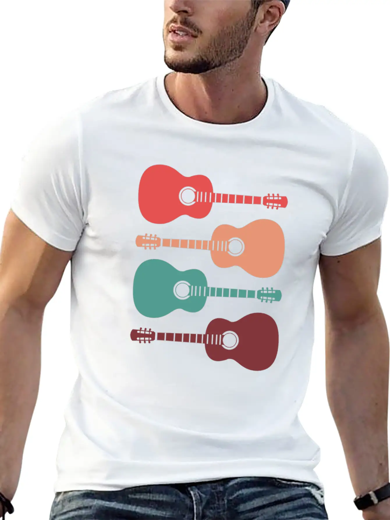 Acoustic Guitars Retro Vintage Unisex Casual T-Shirt – Clean Design For Daily Comfort