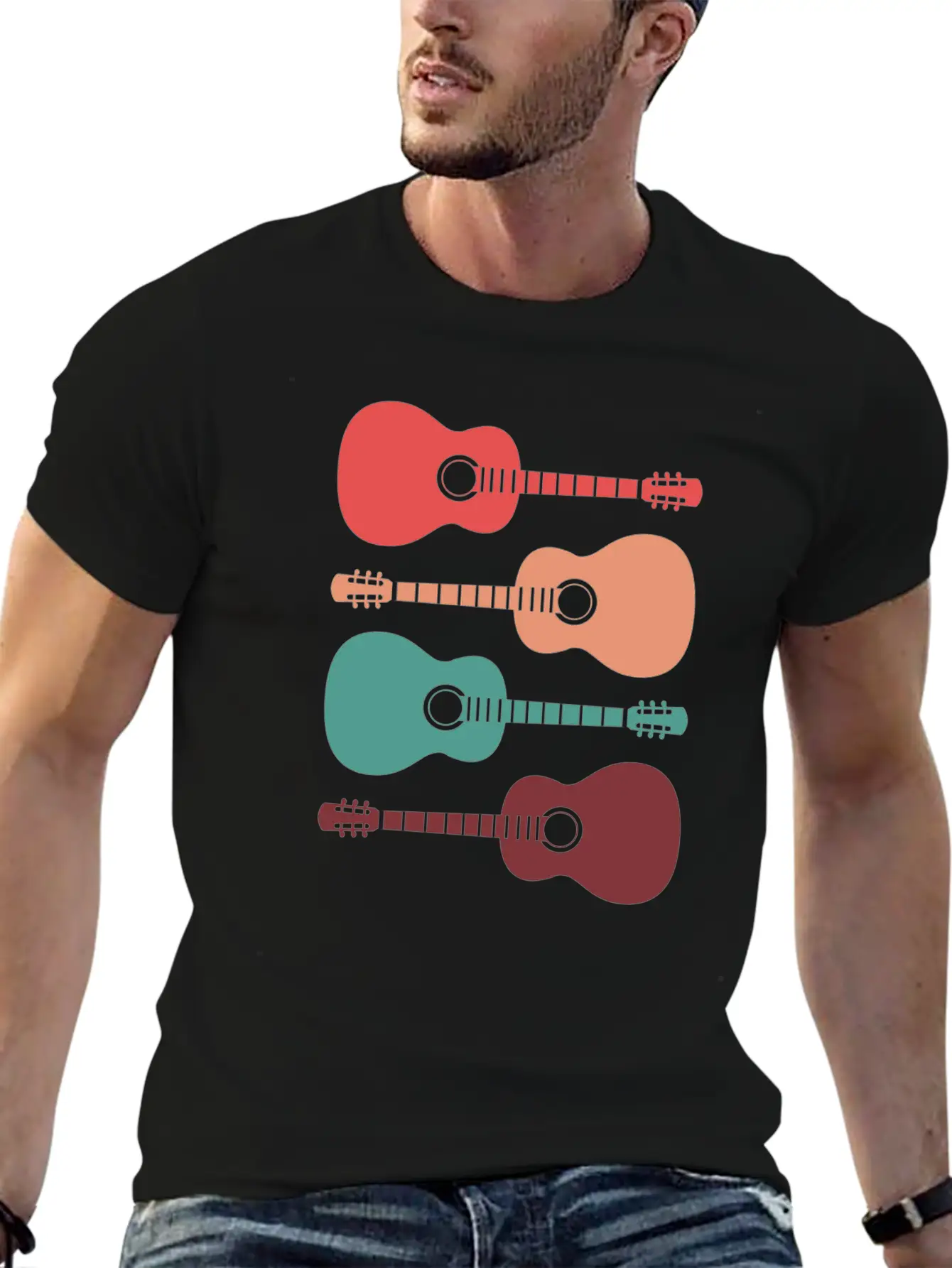 Acoustic Guitars Retro Vintage Unisex Casual T-Shirt – Clean Design For Daily Comfort