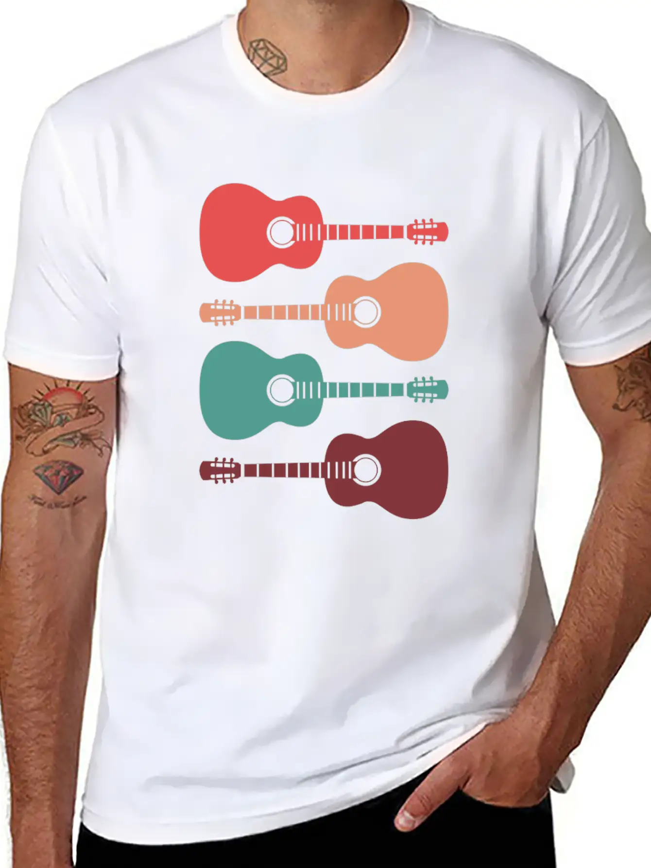 Acoustic Guitars Retro Vintage Unisex Casual T-Shirt – Clean Design For Daily Comfort