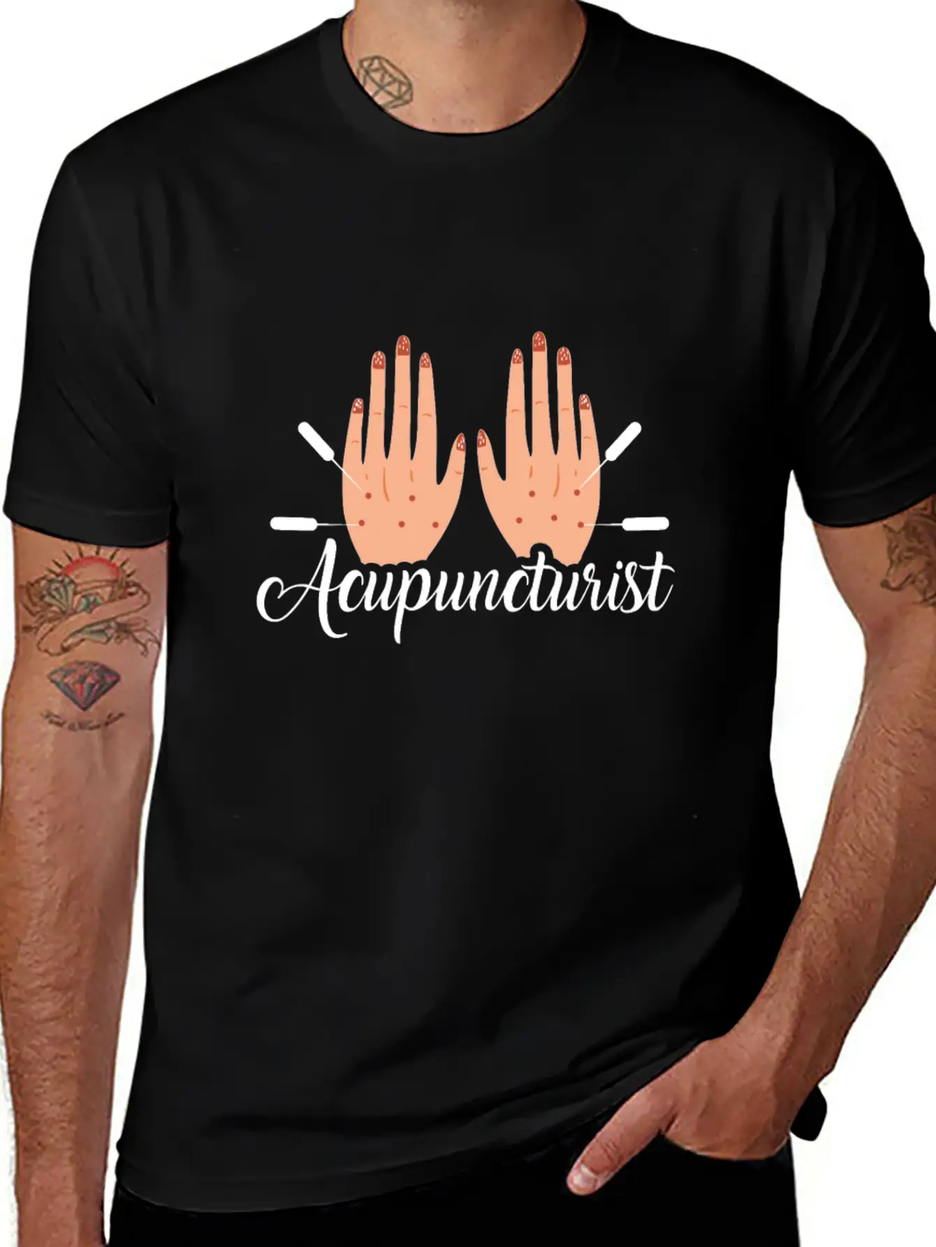 Acupuncture Learned Funny Acupuncturist Graphic Modern Fit Casual T-Shirt – Clean And Versatile Design