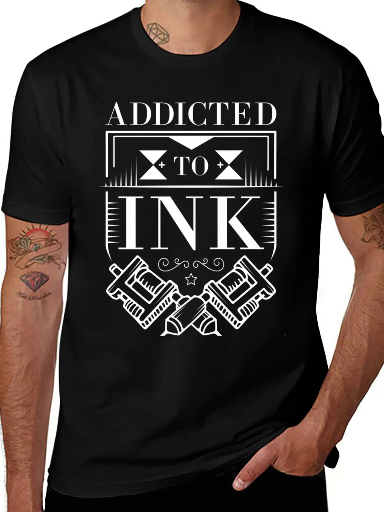 Addicted To Ink Tattoo Lover Inked Artist Stylish Everyday T-Shirt – Unisex Basic Cotton Tee