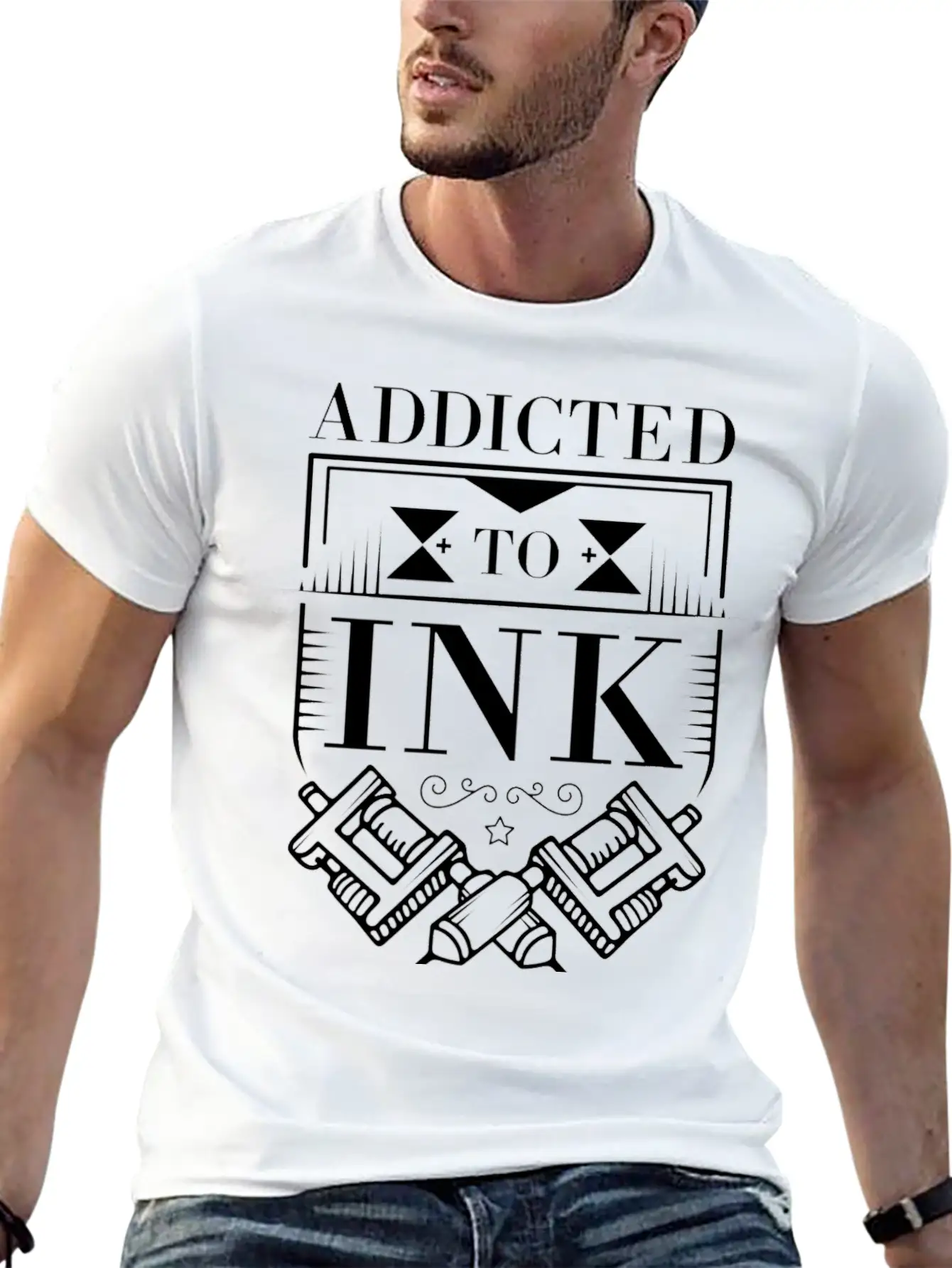 Addicted To Ink Tattoo Lover Inked Artist Stylish Everyday T-Shirt – Unisex Basic Cotton Tee