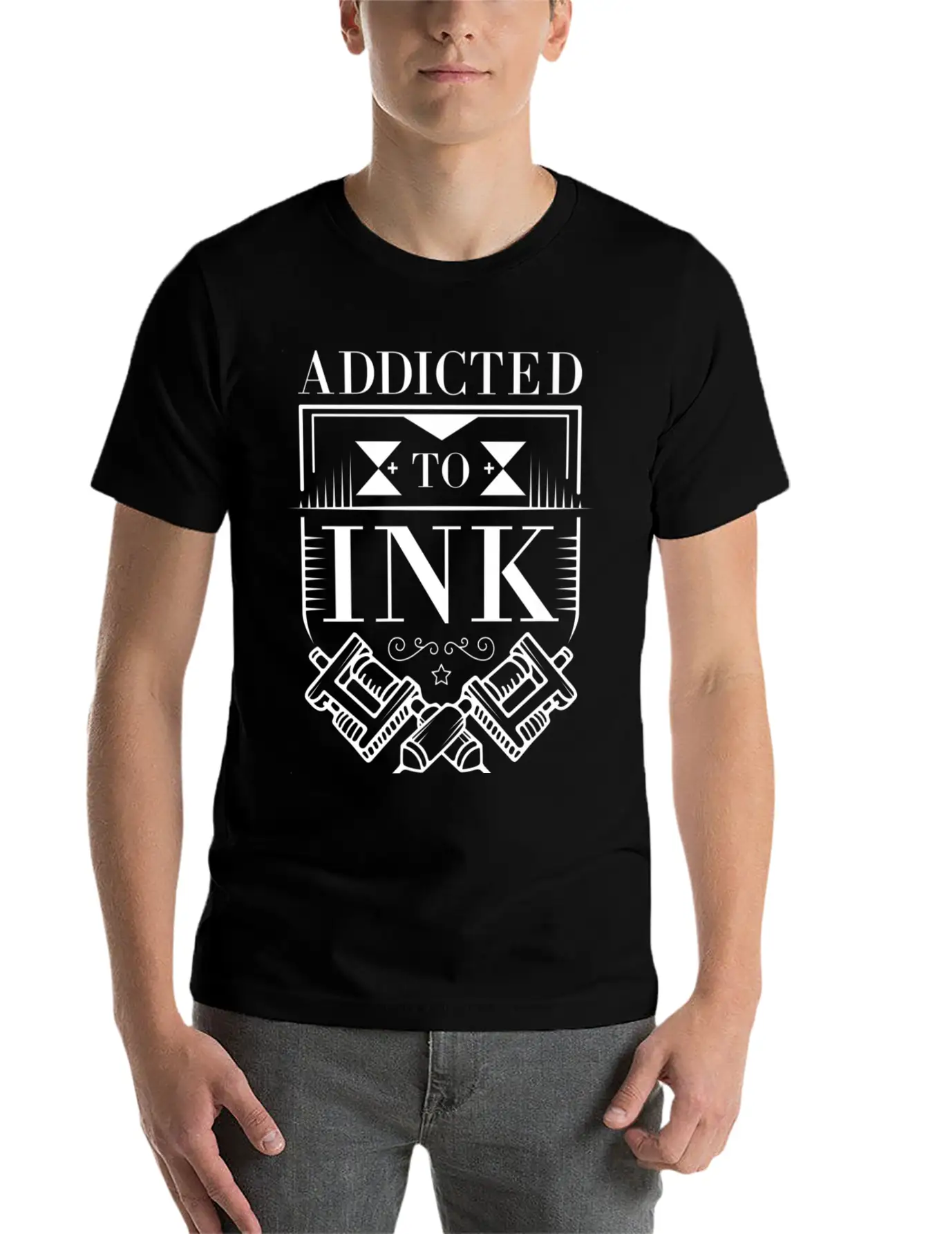 Addicted To Ink Tattoo Lover Inked Artist Stylish Everyday T-Shirt – Unisex Basic Cotton Tee