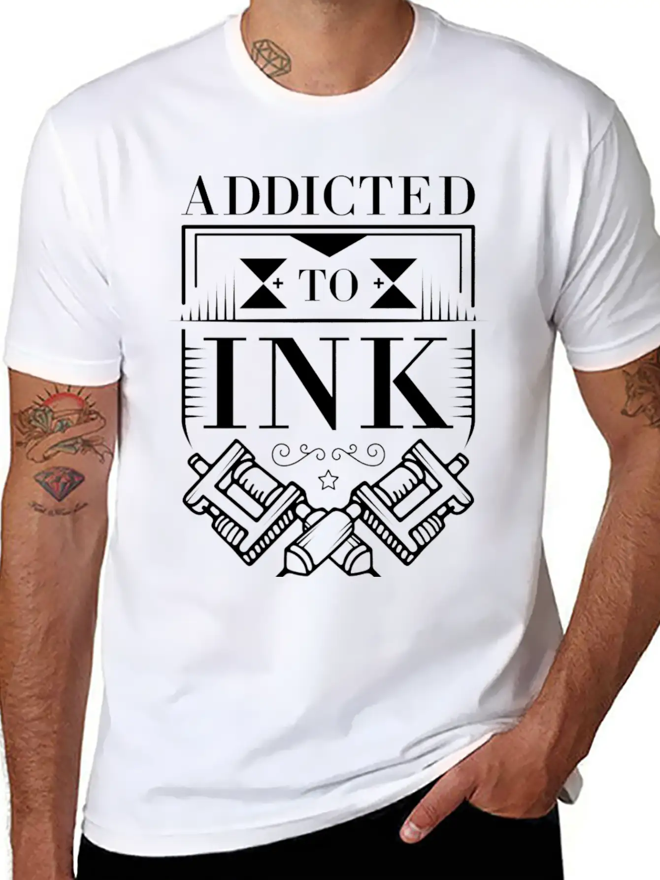 Addicted To Ink Tattoo Lover Inked Artist Stylish Everyday T-Shirt – Unisex Basic Cotton Tee