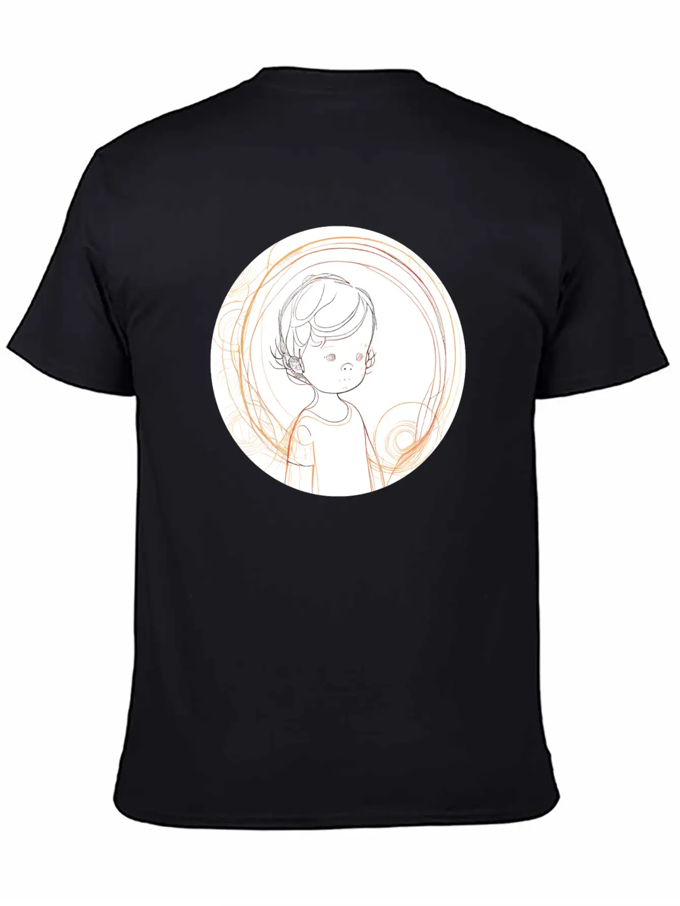 Adorable Line Art Of Kids For Tshirt And Sticker Lightweight Cotton T-Shirt – Daily Comfort Graphic Shirt