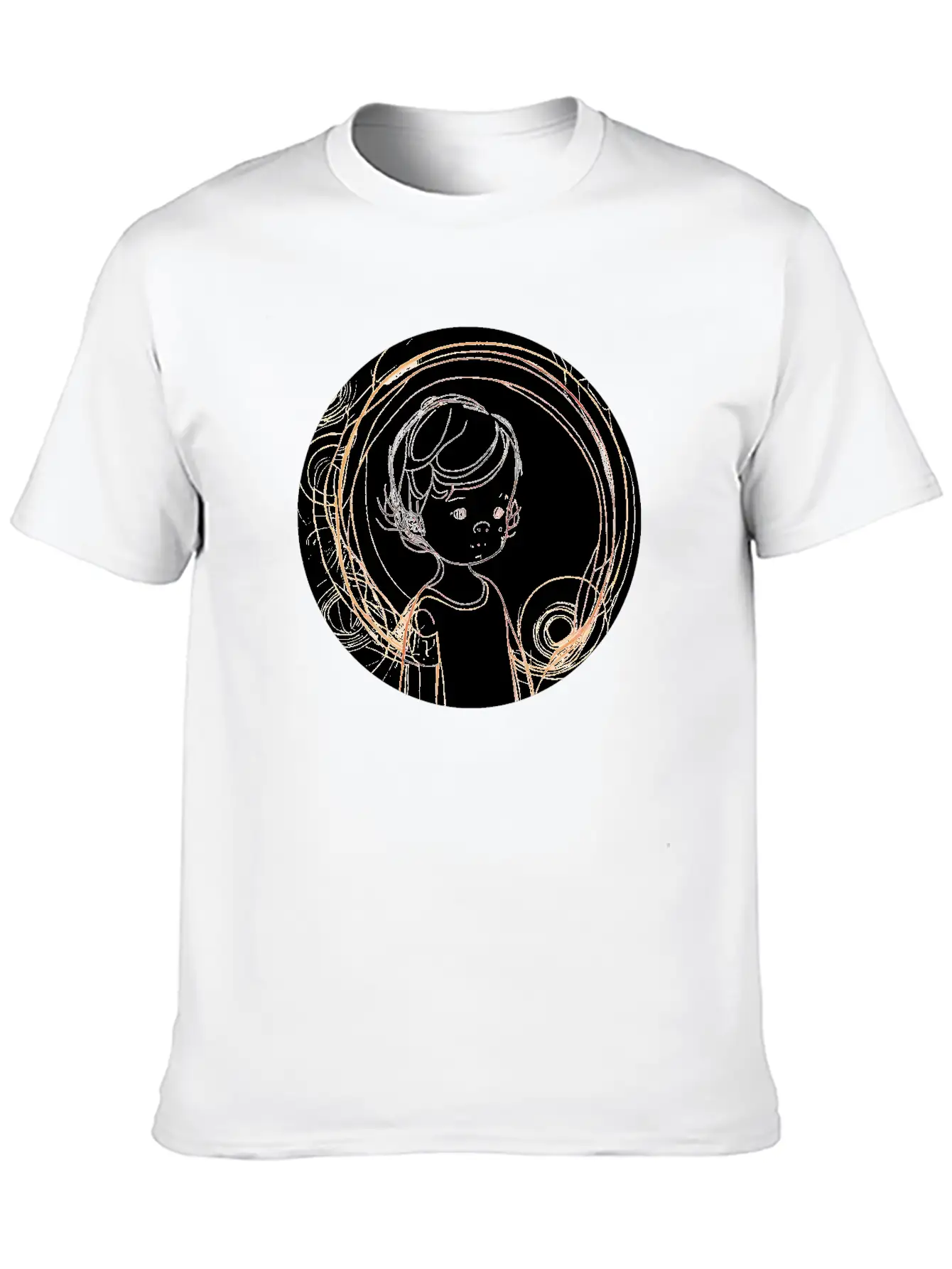Adorable Line Art Of Kids For Tshirt And Sticker Lightweight Cotton T-Shirt – Daily Comfort Graphic Shirt