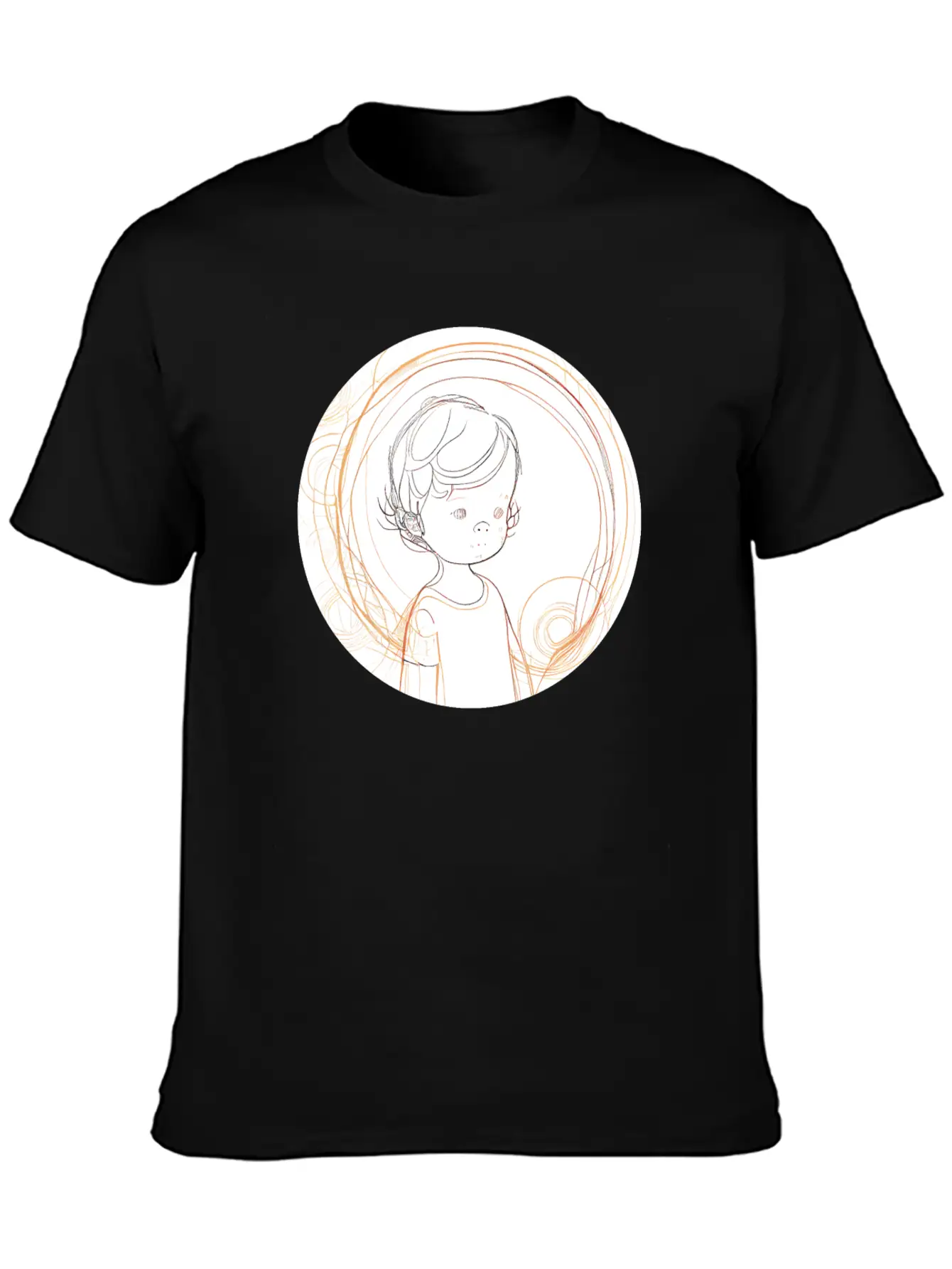 Adorable Line Art Of Kids For Tshirt And Sticker Lightweight Cotton T-Shirt – Daily Comfort Graphic Shirt