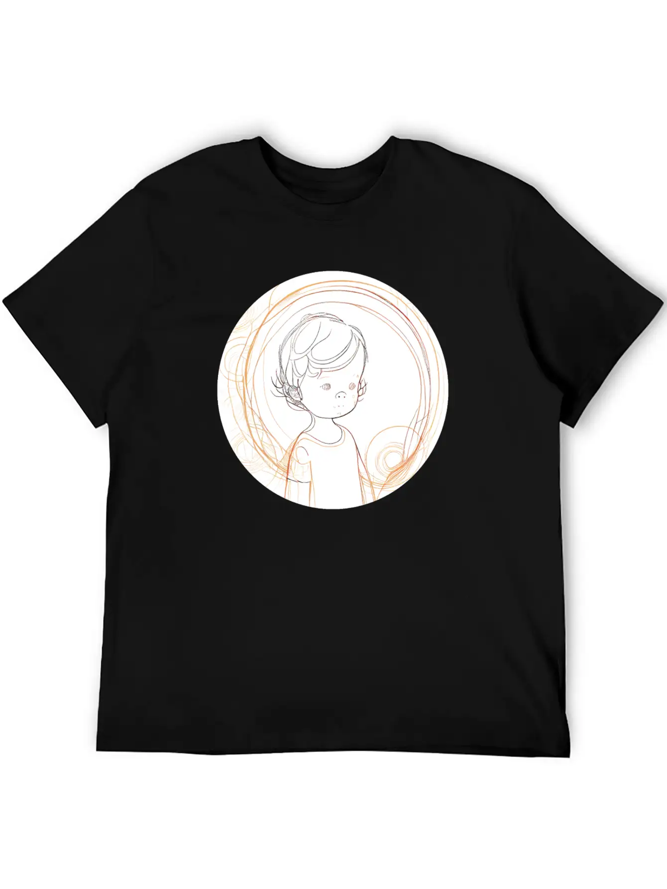 Adorable Line Art Of Kids For Tshirt And Sticker Lightweight Cotton T-Shirt – Daily Comfort Graphic Shirt