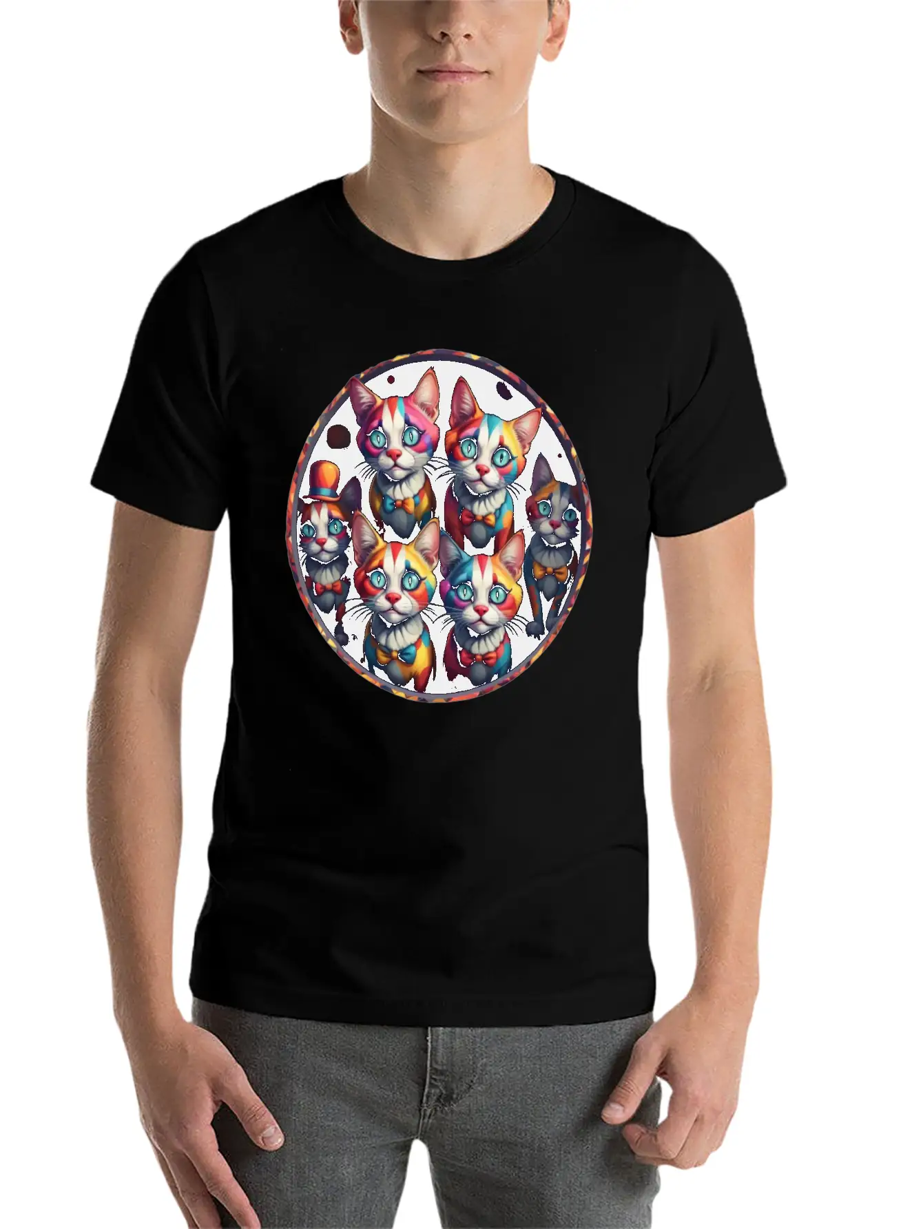 Adorable Sad Clown Cats Soft Cotton Short Sleeve Tee – Unisex Wardrobe Staple