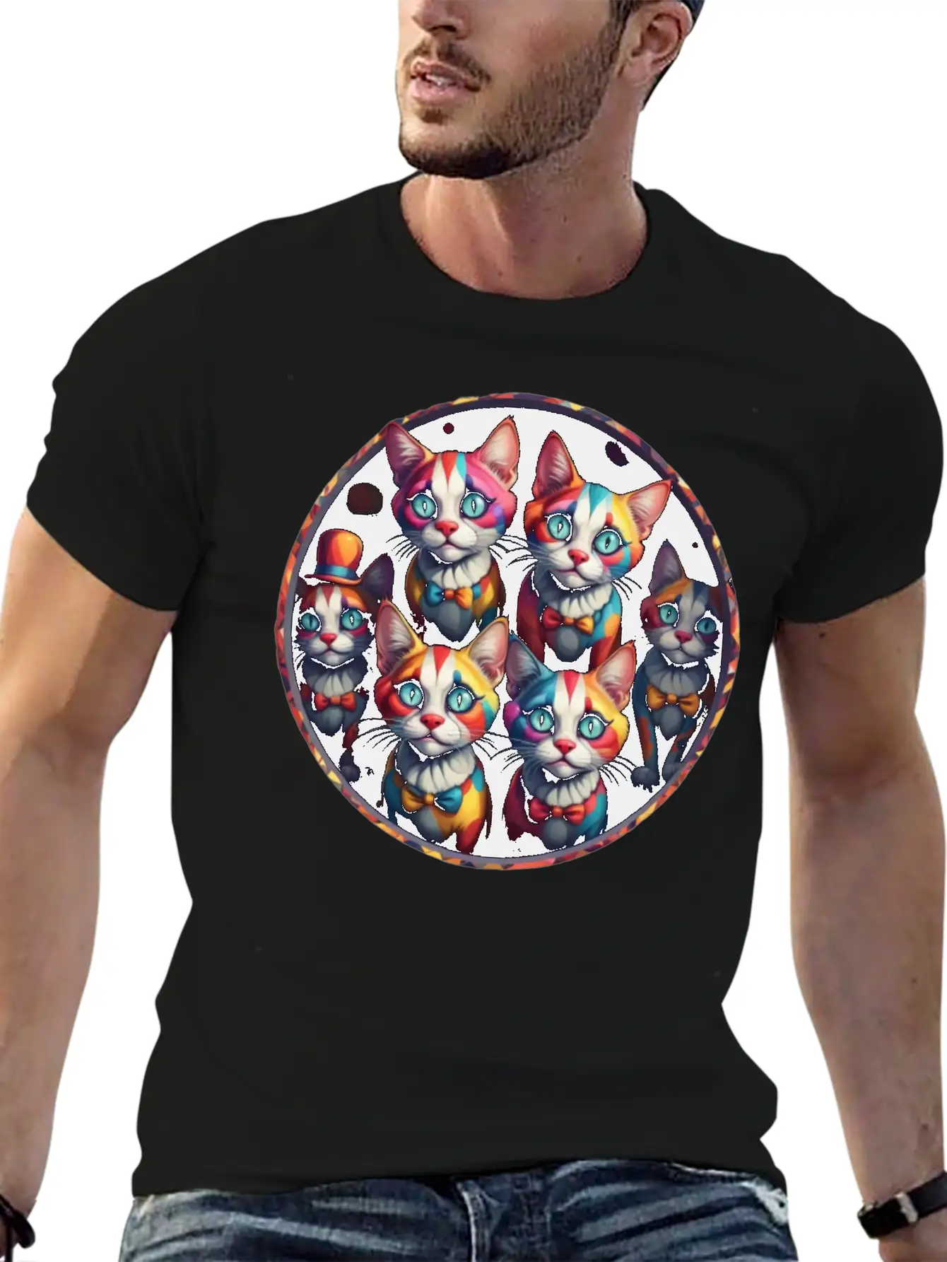 Adorable Sad Clown Cats Soft Cotton Short Sleeve Tee – Unisex Wardrobe Staple