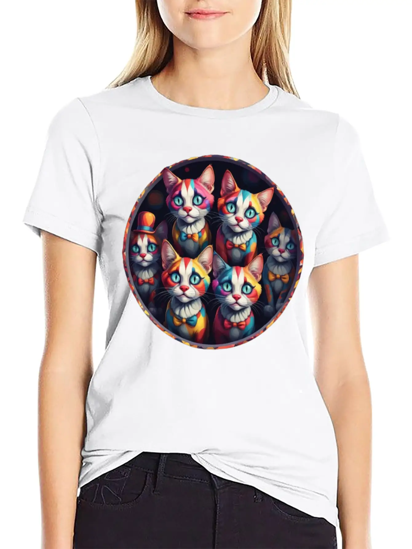 Adorable Sad Clown Cats Soft Cotton Short Sleeve Tee – Unisex Wardrobe Staple