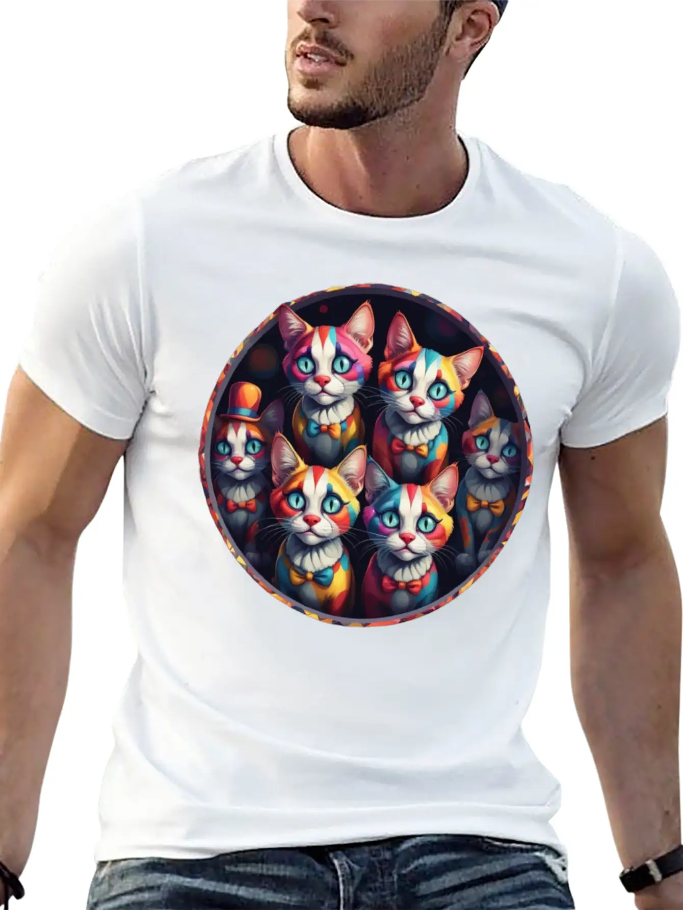 Adorable Sad Clown Cats Soft Cotton Short Sleeve Tee – Unisex Wardrobe Staple