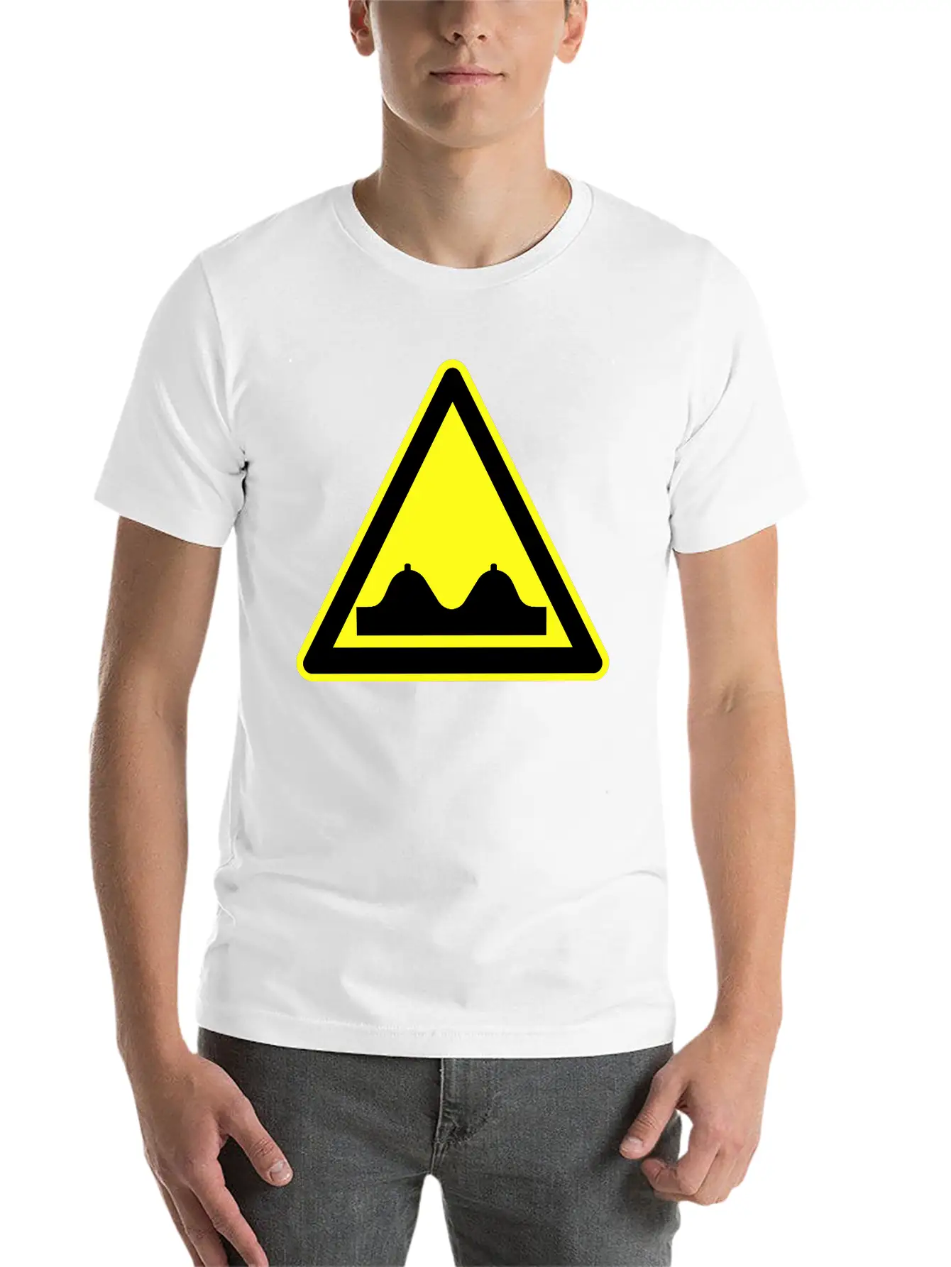 Adult Content Warning Sign Modern Fit Casual T-Shirt ��� Clean And Versatile Design