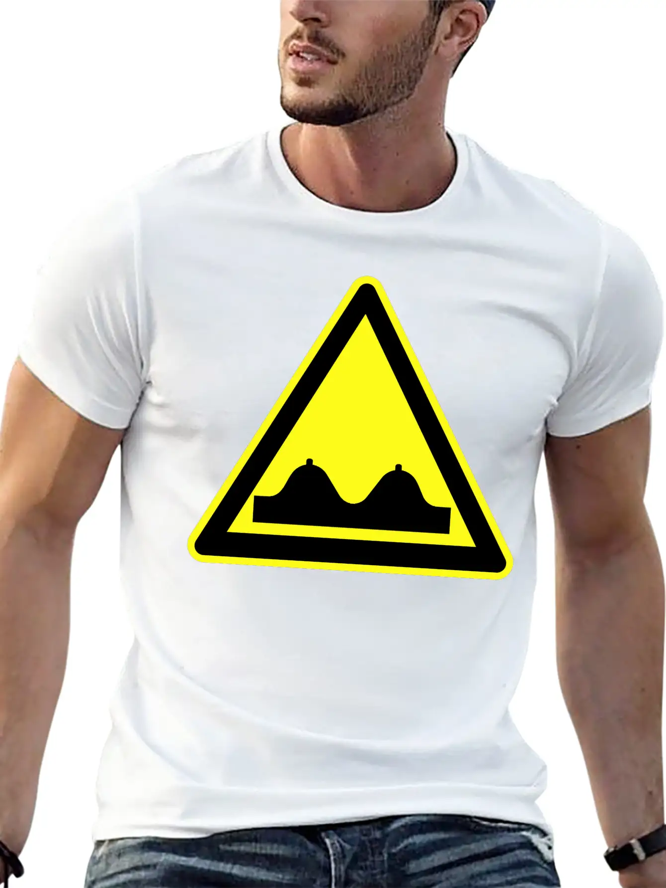 Adult Content Warning Sign Modern Fit Casual T-Shirt ��� Clean And Versatile Design