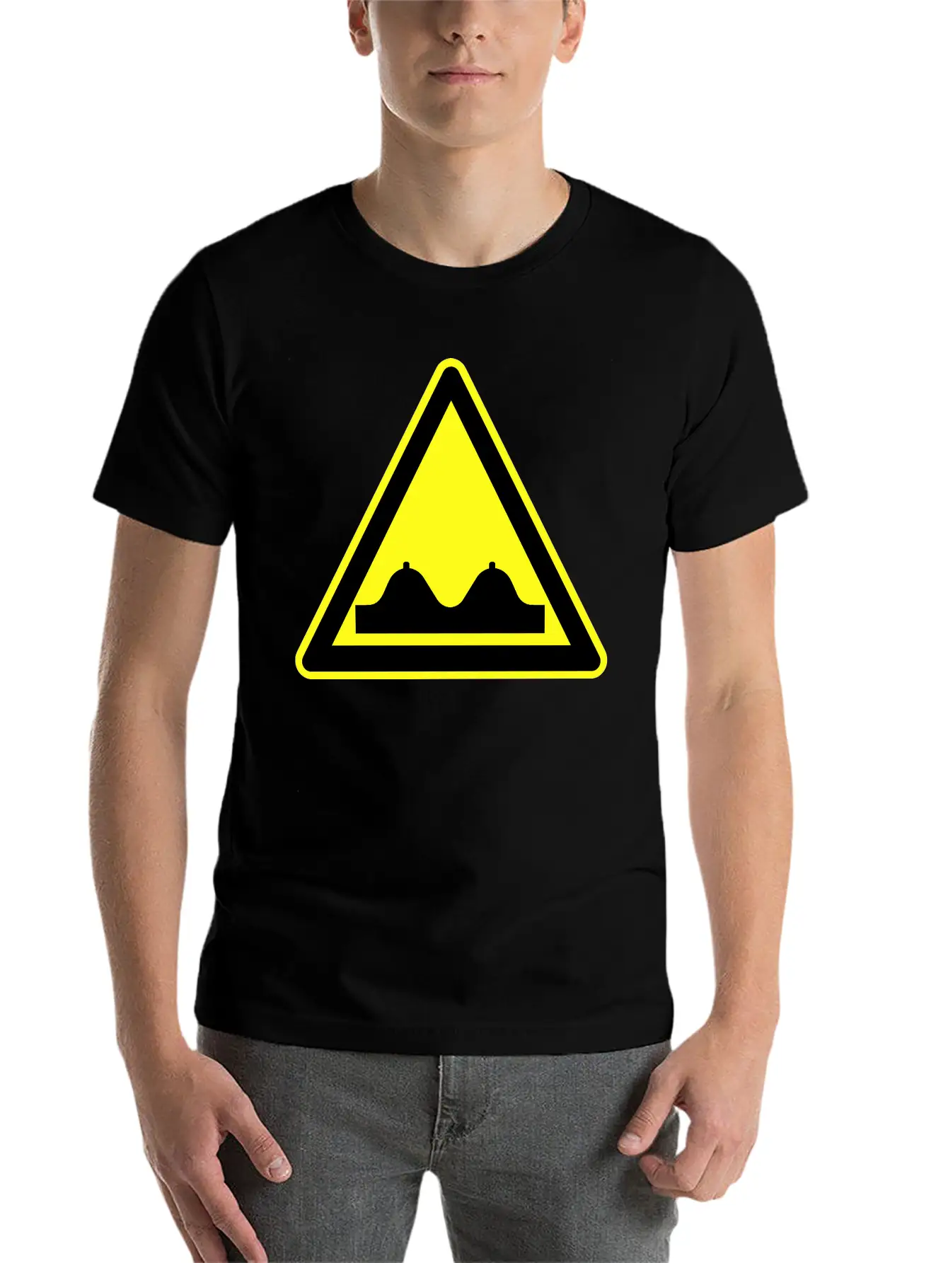 Adult Content Warning Sign Modern Fit Casual T-Shirt ��� Clean And Versatile Design