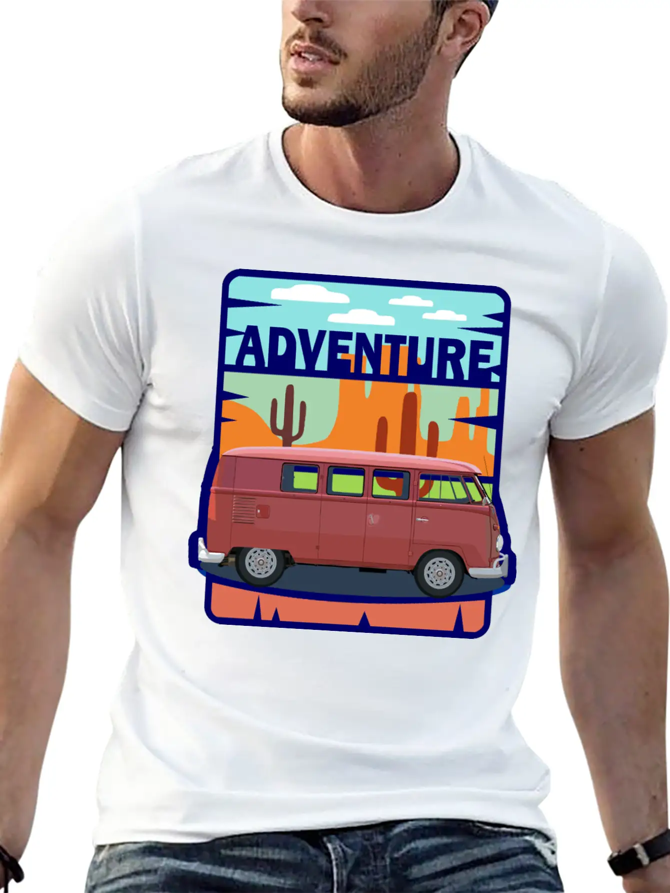 Adventure Van In The Desert In Pastel Colors Soft Cotton Short Sleeve Tee – Unisex Wardrobe Staple