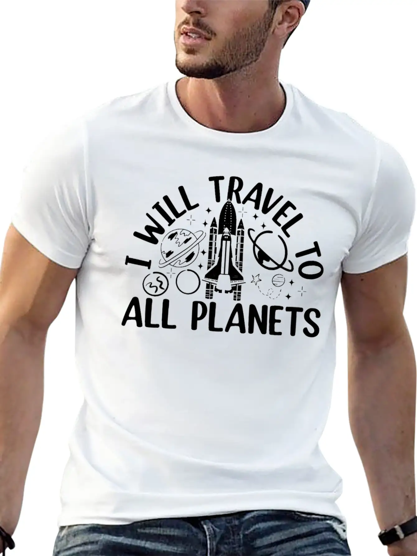 Aerospace Space Travel - I Will Travel To All Plan Basic Graphic T-Shirt – Daily Comfort In Soft Cotton