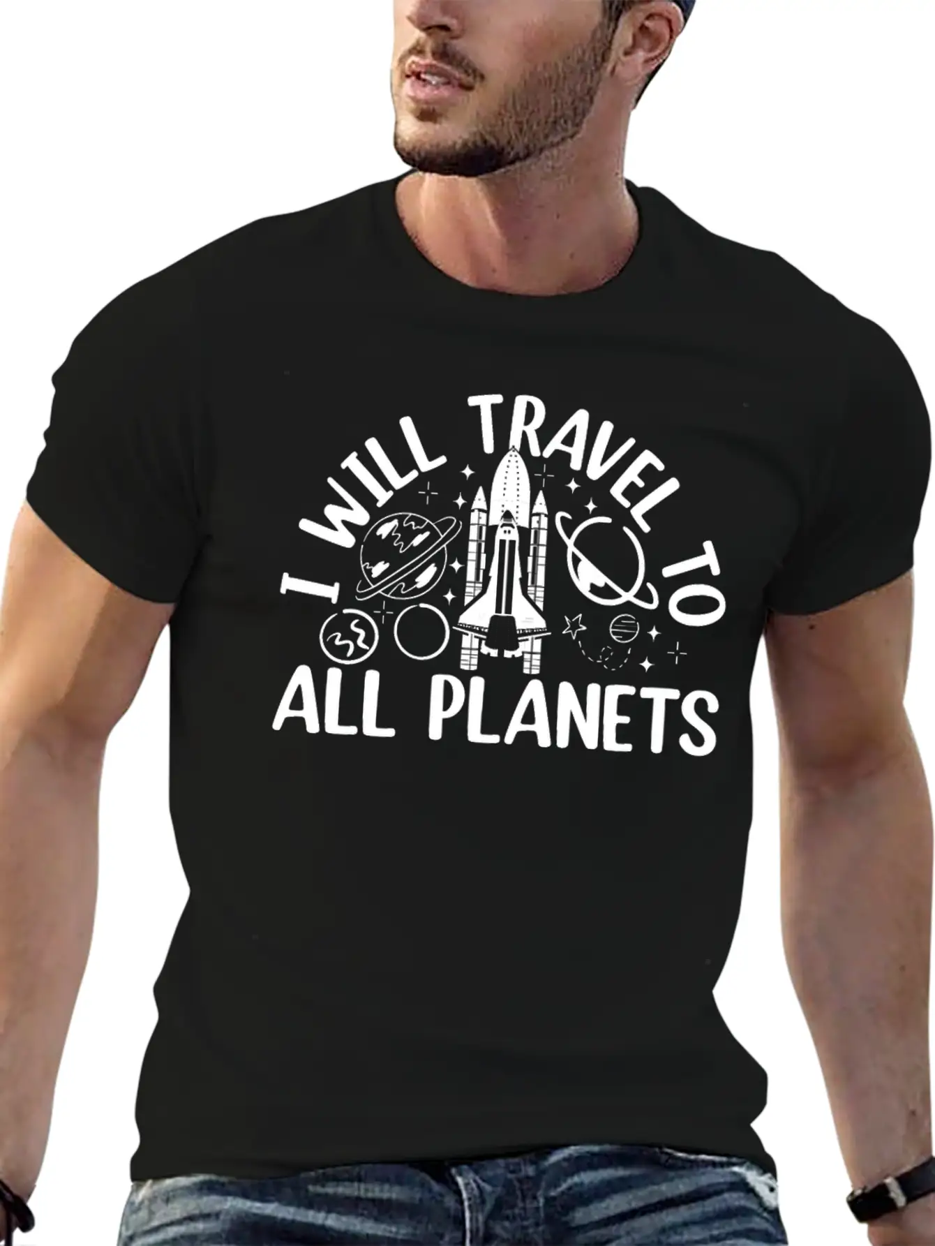 Aerospace Space Travel - I Will Travel To All Plan Basic Graphic T-Shirt – Daily Comfort In Soft Cotton