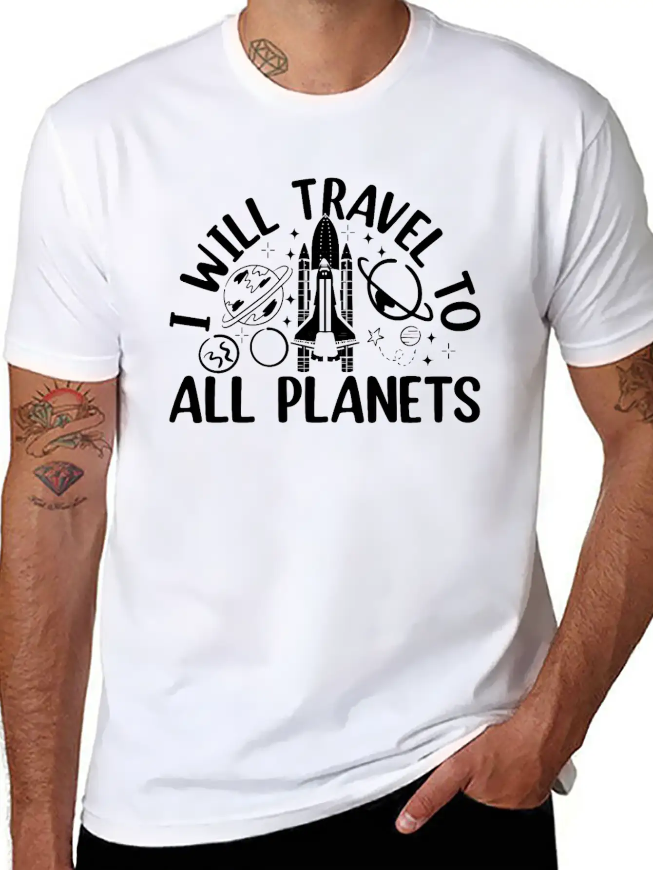 Aerospace Space Travel - I Will Travel To All Plan Basic Graphic T-Shirt – Daily Comfort In Soft Cotton