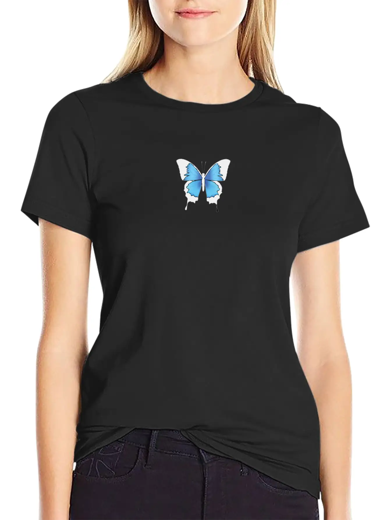 Aesthetic Butterfly Blue - Grunge Soft Grunge Stylish Everyday T-Shirt – Unisex Basic Cotton Tee