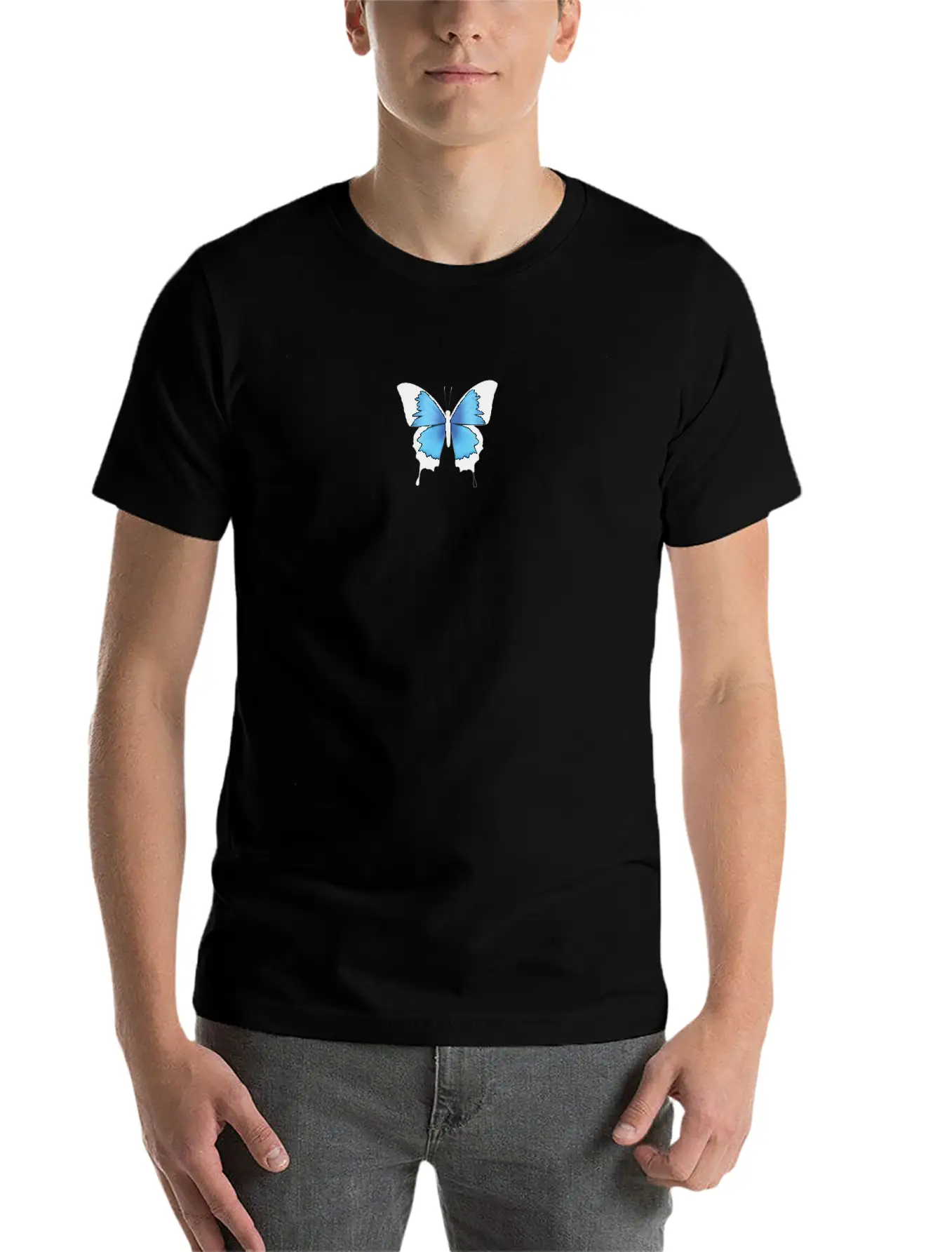 Aesthetic Butterfly Blue - Grunge Soft Grunge Stylish Everyday T-Shirt – Unisex Basic Cotton Tee