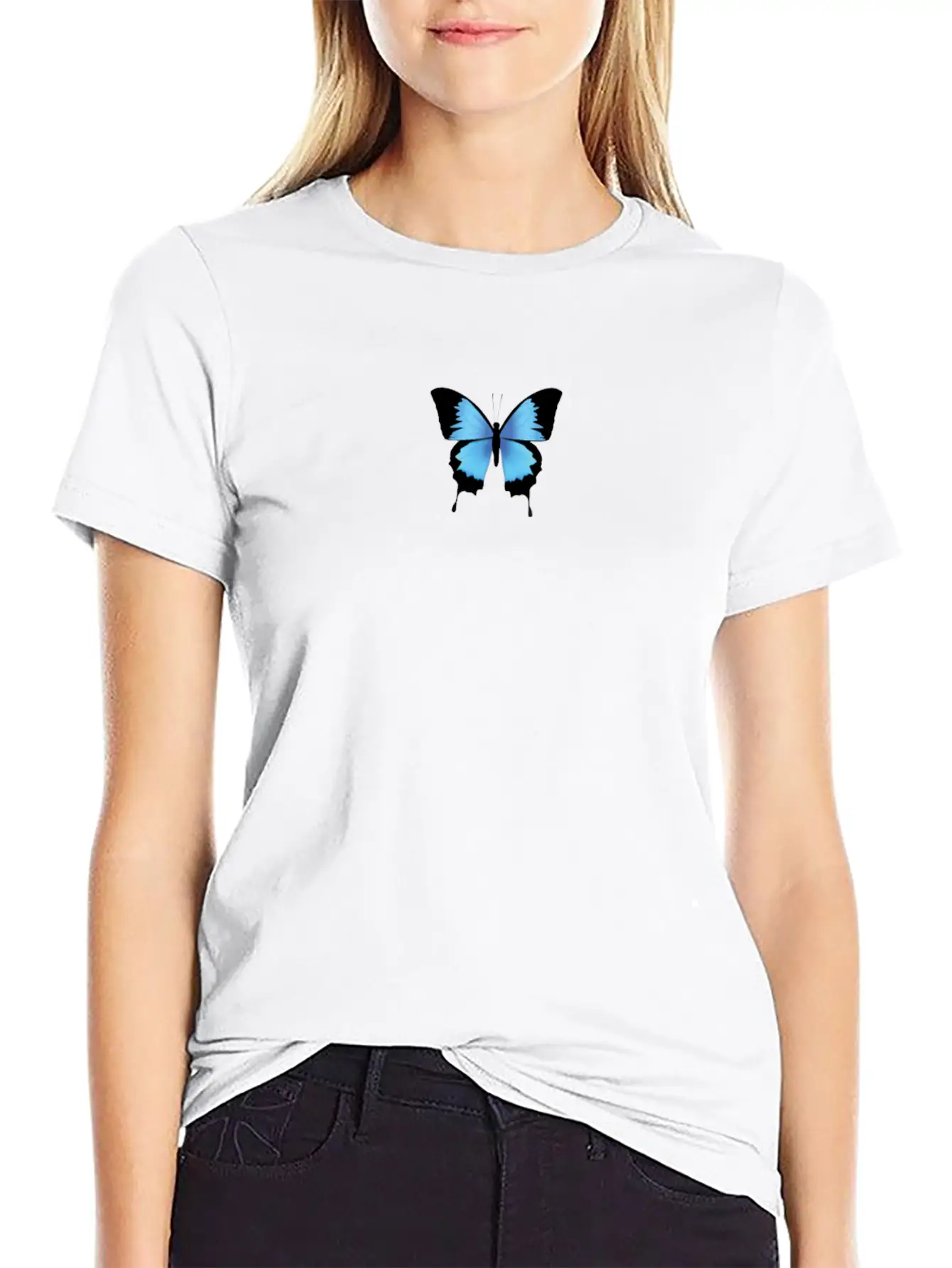 Aesthetic Butterfly Blue - Grunge Soft Grunge Stylish Everyday T-Shirt – Unisex Basic Cotton Tee