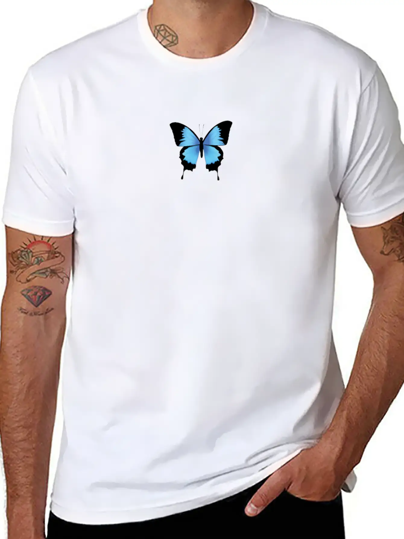 Aesthetic Butterfly Blue - Grunge Soft Grunge Stylish Everyday T-Shirt – Unisex Basic Cotton Tee