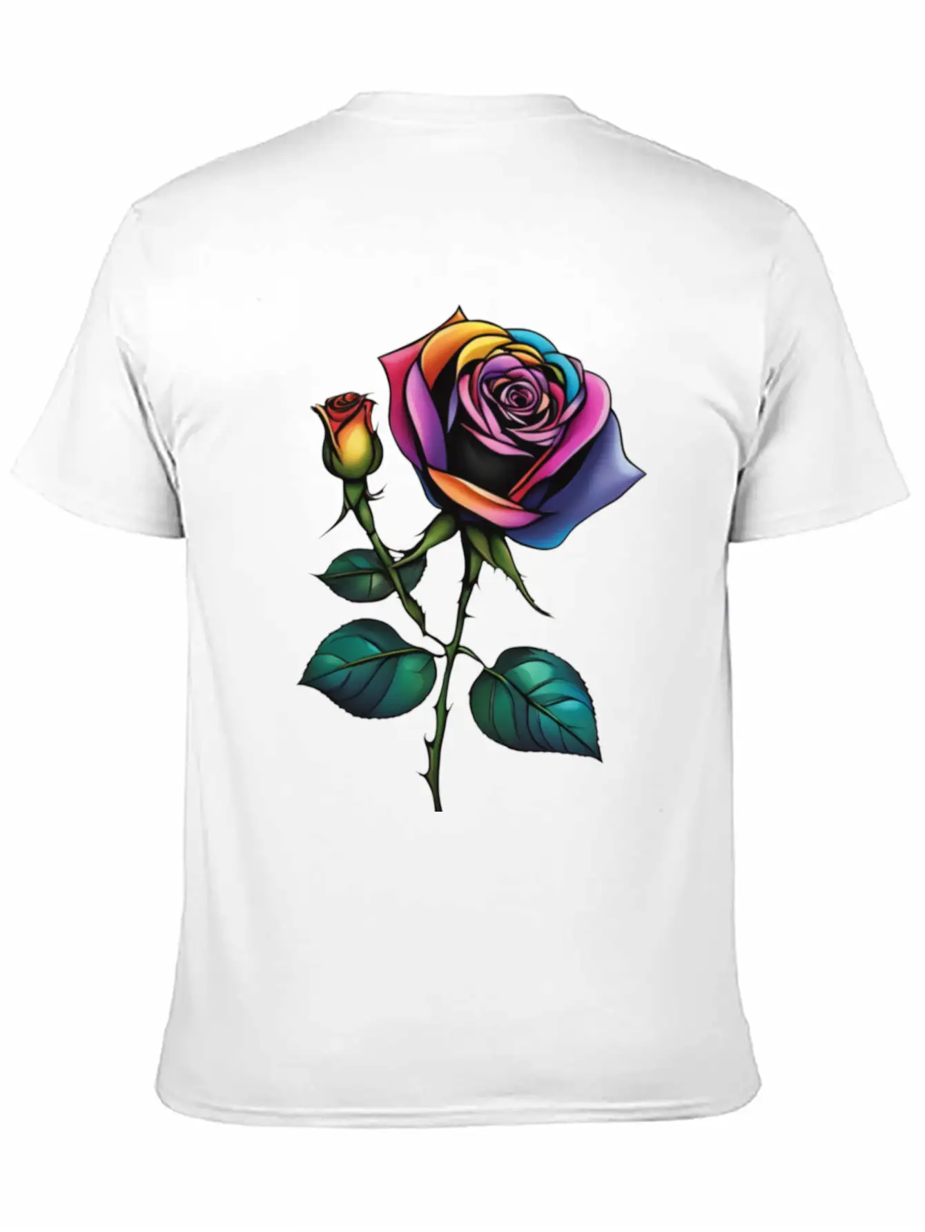 Aesthetic Colorful Rose Simple Classic Lightweight Cotton T-Shirt – Daily Comfort Graphic Shirt