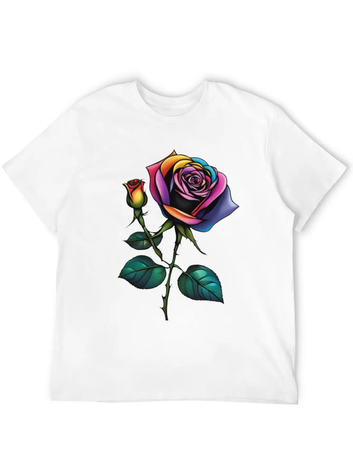 Aesthetic Colorful Rose Simple Classic Lightweight Cotton T-Shirt – Daily Comfort Graphic Shirt