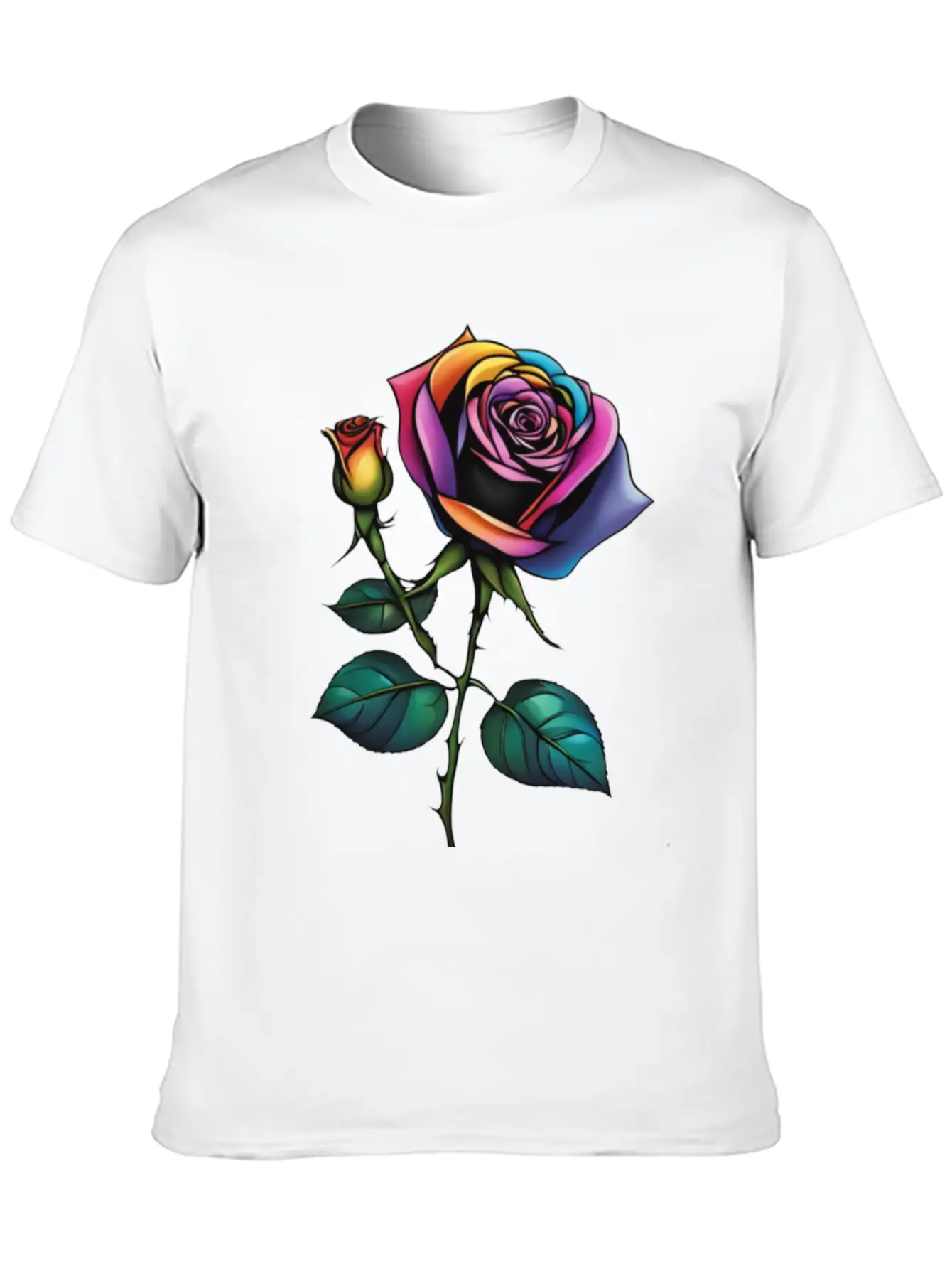 Aesthetic Colorful Rose Simple Classic Lightweight Cotton T-Shirt – Daily Comfort Graphic Shirt