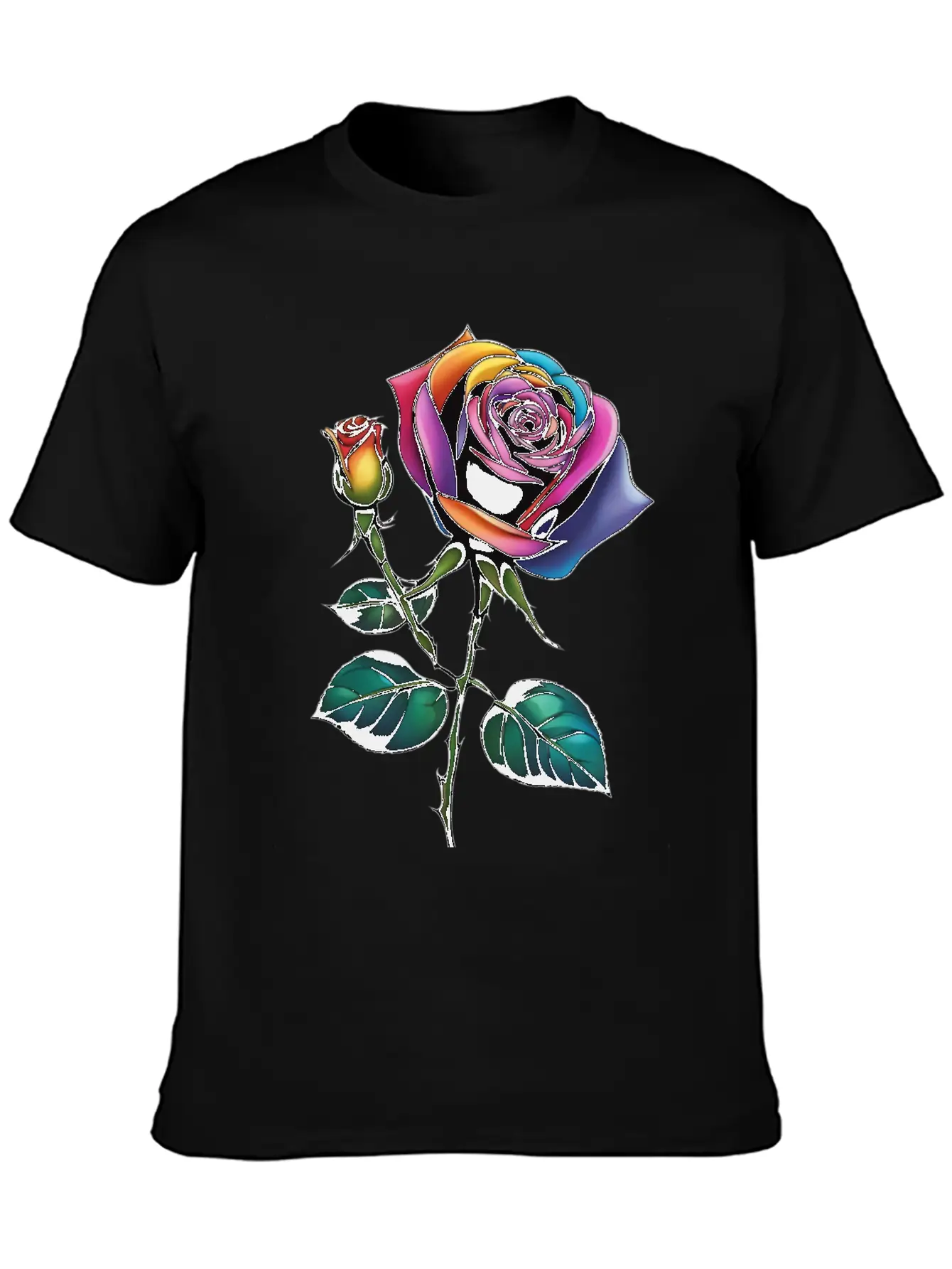 Aesthetic Colorful Rose Simple Classic Lightweight Cotton T-Shirt – Daily Comfort Graphic Shirt
