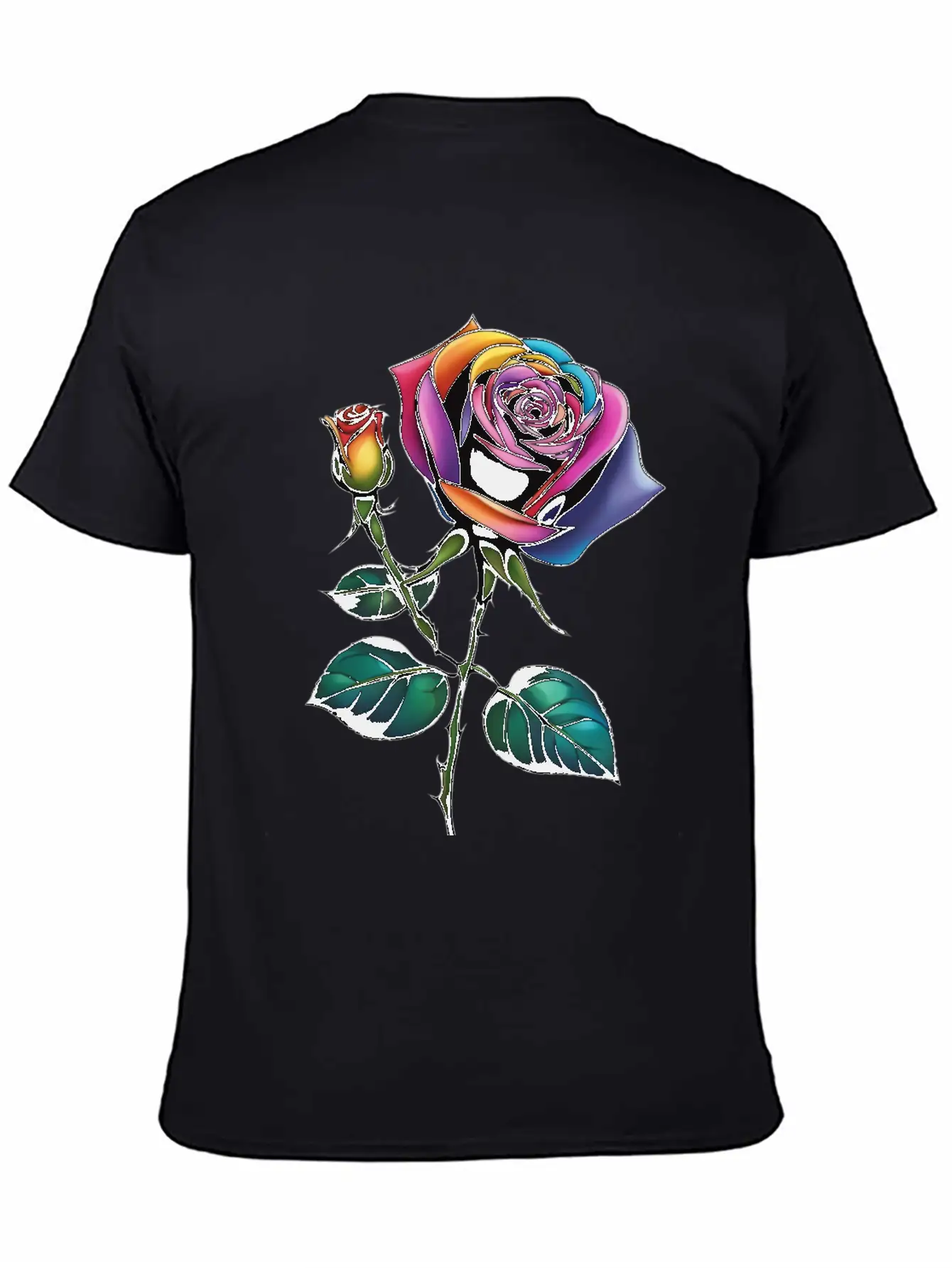 Aesthetic Colorful Rose Simple Classic Lightweight Cotton T-Shirt – Daily Comfort Graphic Shirt