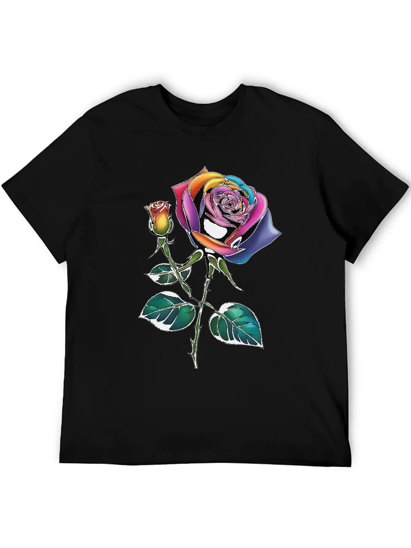 Aesthetic Colorful Rose Simple Classic Lightweight Cotton T-Shirt – Daily Comfort Graphic Shirt