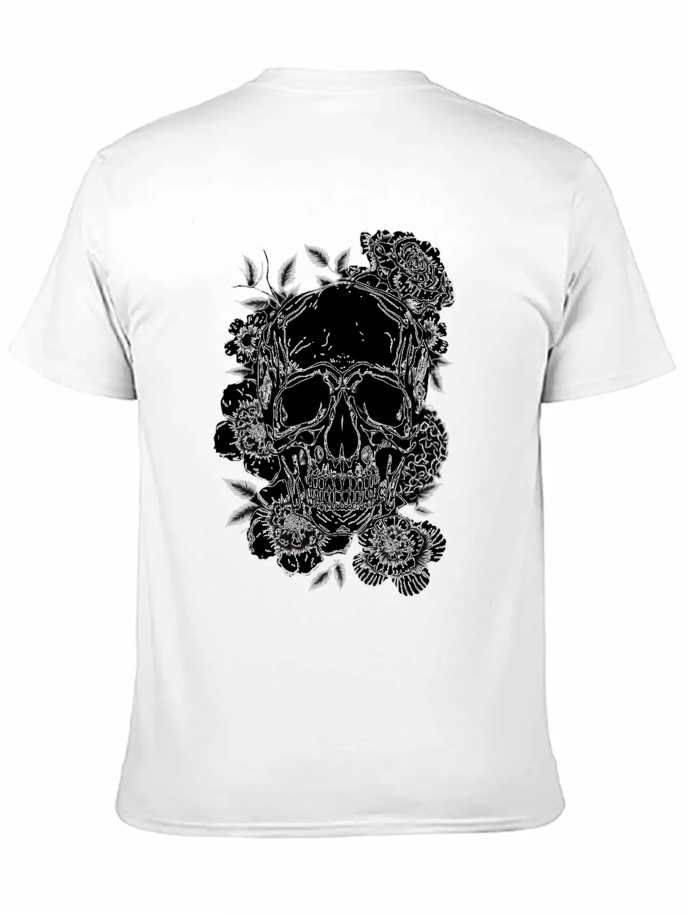 Aesthetic Flowers Skull Art Basic Graphic T-Shirt – Daily Comfort In Soft Cotton