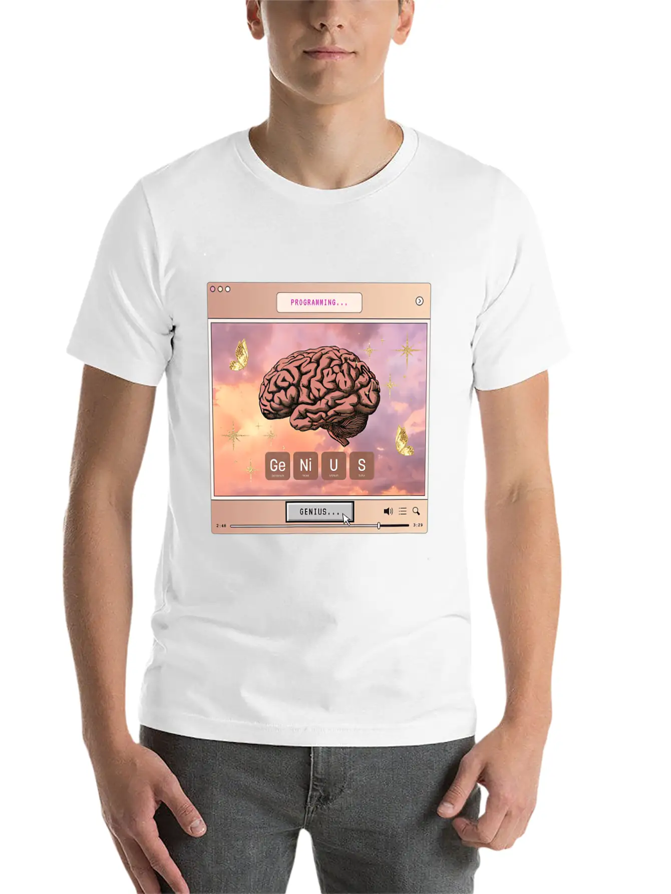 Aesthetic Genius Brain Programming Computer Y2k Gr Relaxed Everyday Tee – Lightweight And Durable Cotton