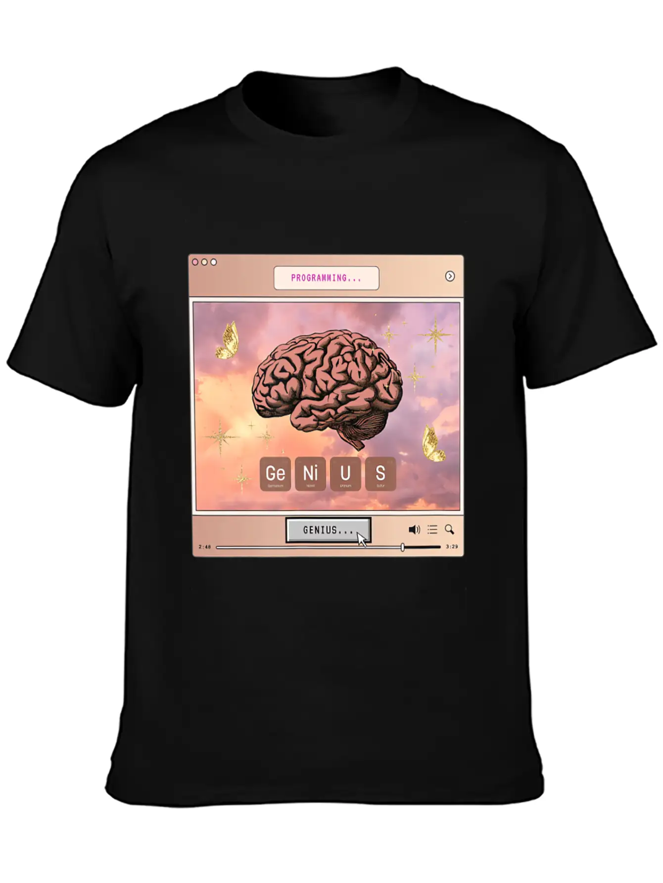 Aesthetic Genius Brain Programming Computer Y2k Gr Relaxed Everyday Tee – Lightweight And Durable Cotton
