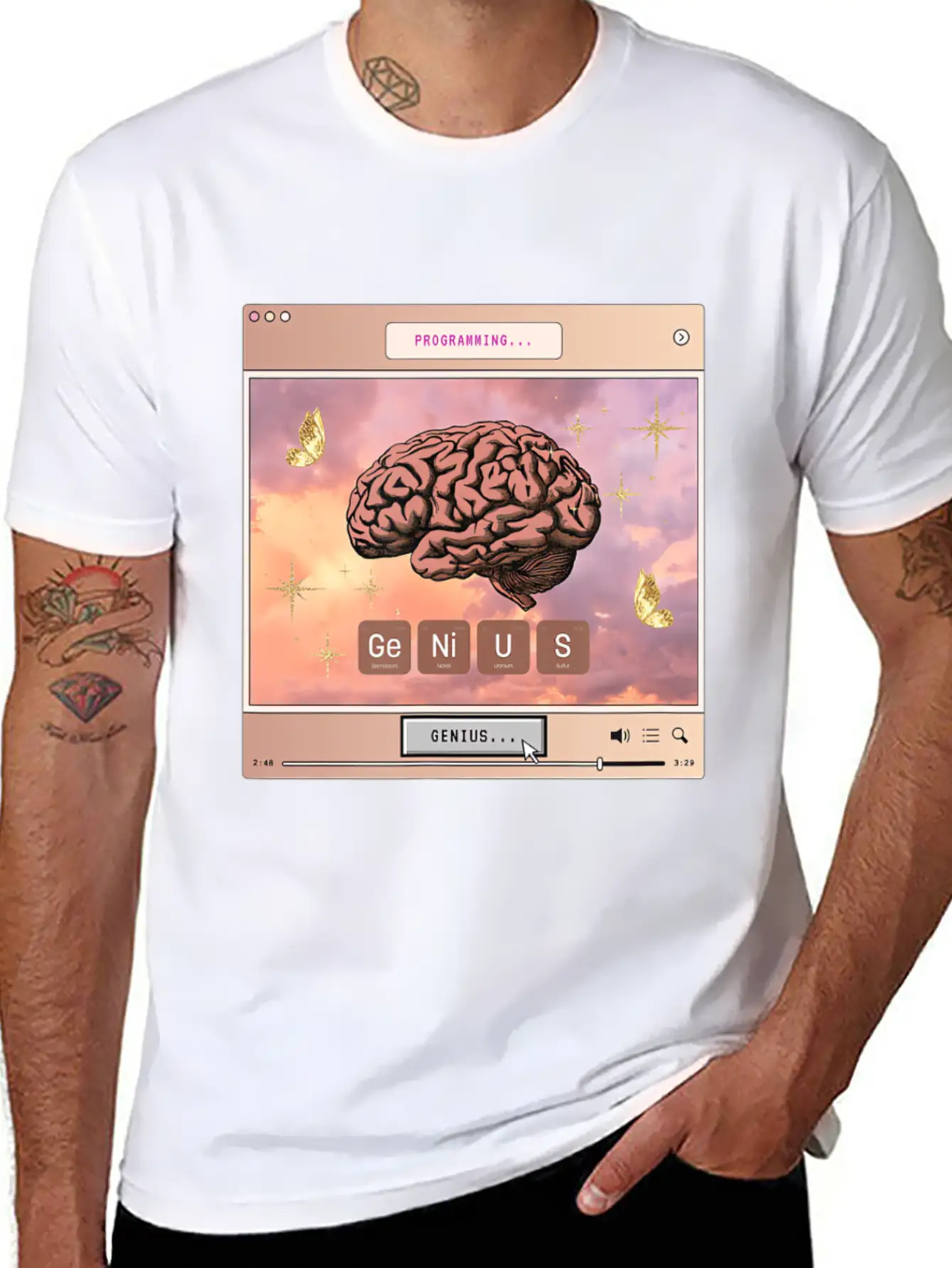 Aesthetic Genius Brain Programming Computer Y2k Gr Relaxed Everyday Tee – Lightweight And Durable Cotton
