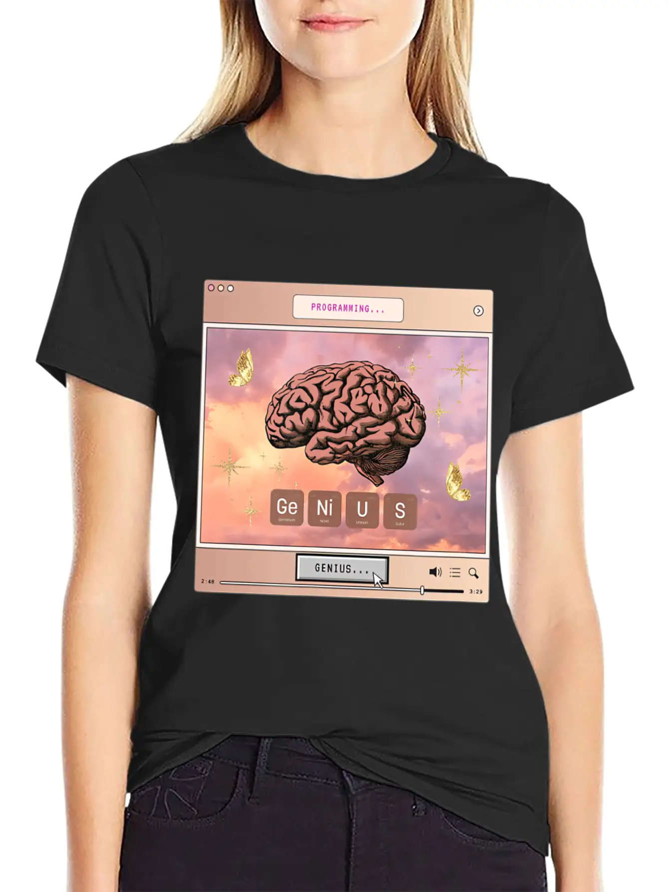 Aesthetic Genius Brain Programming Computer Y2k Gr Relaxed Everyday Tee – Lightweight And Durable Cotton