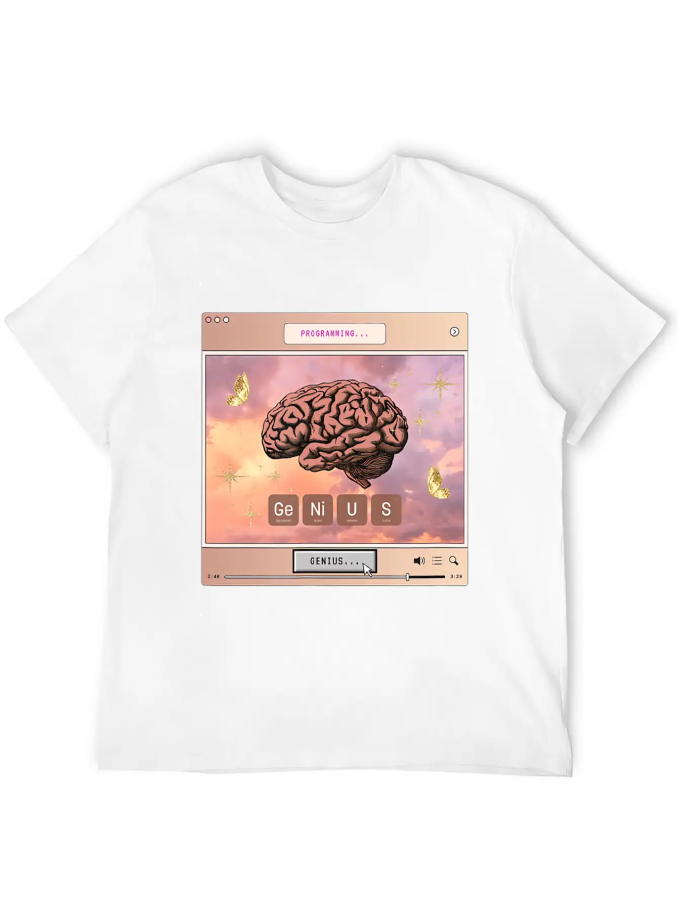 Aesthetic Genius Brain Programming Computer Y2k Gr Relaxed Everyday Tee – Lightweight And Durable Cotton