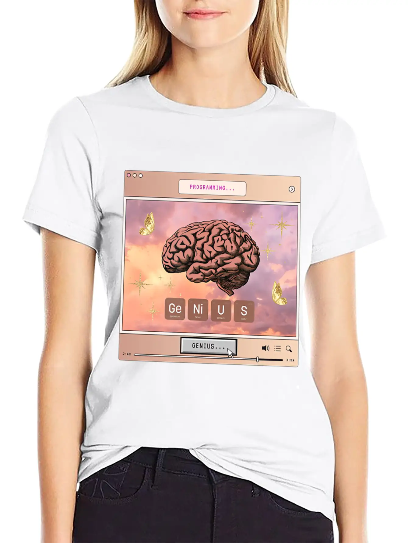 Aesthetic Genius Brain Programming Computer Y2k Gr Relaxed Everyday Tee – Lightweight And Durable Cotton