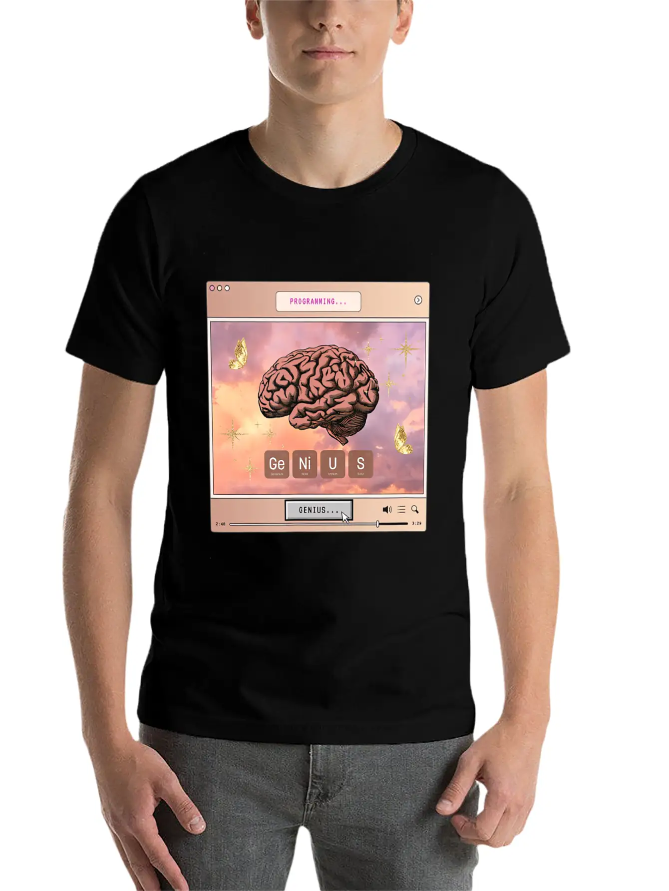 Aesthetic Genius Brain Programming Computer Y2k Gr Relaxed Everyday Tee – Lightweight And Durable Cotton