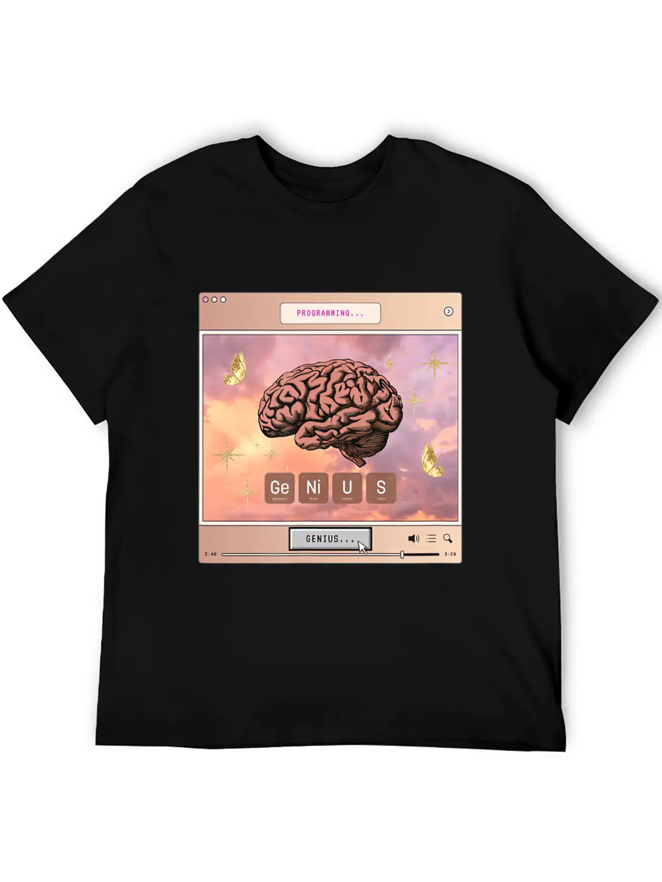 Aesthetic Genius Brain Programming Computer Y2k Gr Relaxed Everyday Tee – Lightweight And Durable Cotton