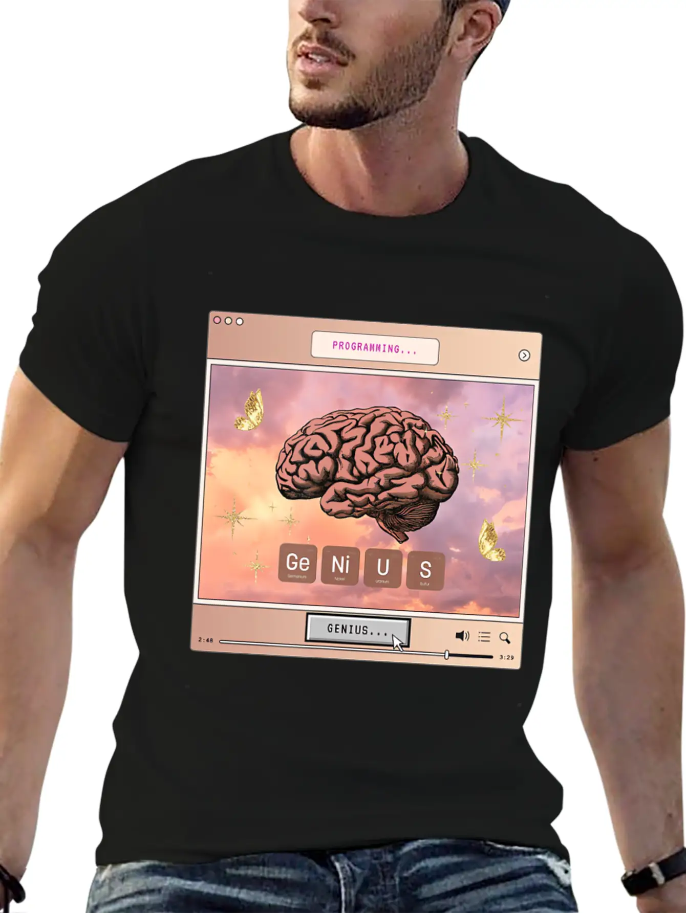 Aesthetic Genius Brain Programming Computer Y2k Gr Relaxed Everyday Tee – Lightweight And Durable Cotton