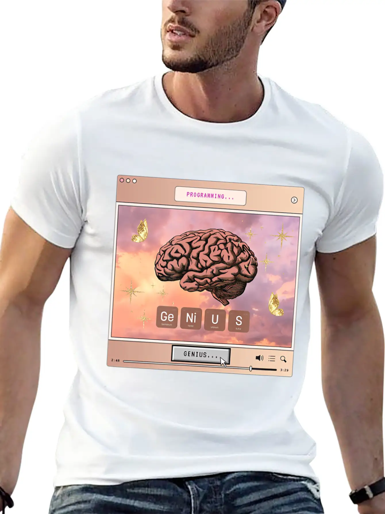 Aesthetic Genius Brain Programming Computer Y2k Gr Relaxed Everyday Tee – Lightweight And Durable Cotton