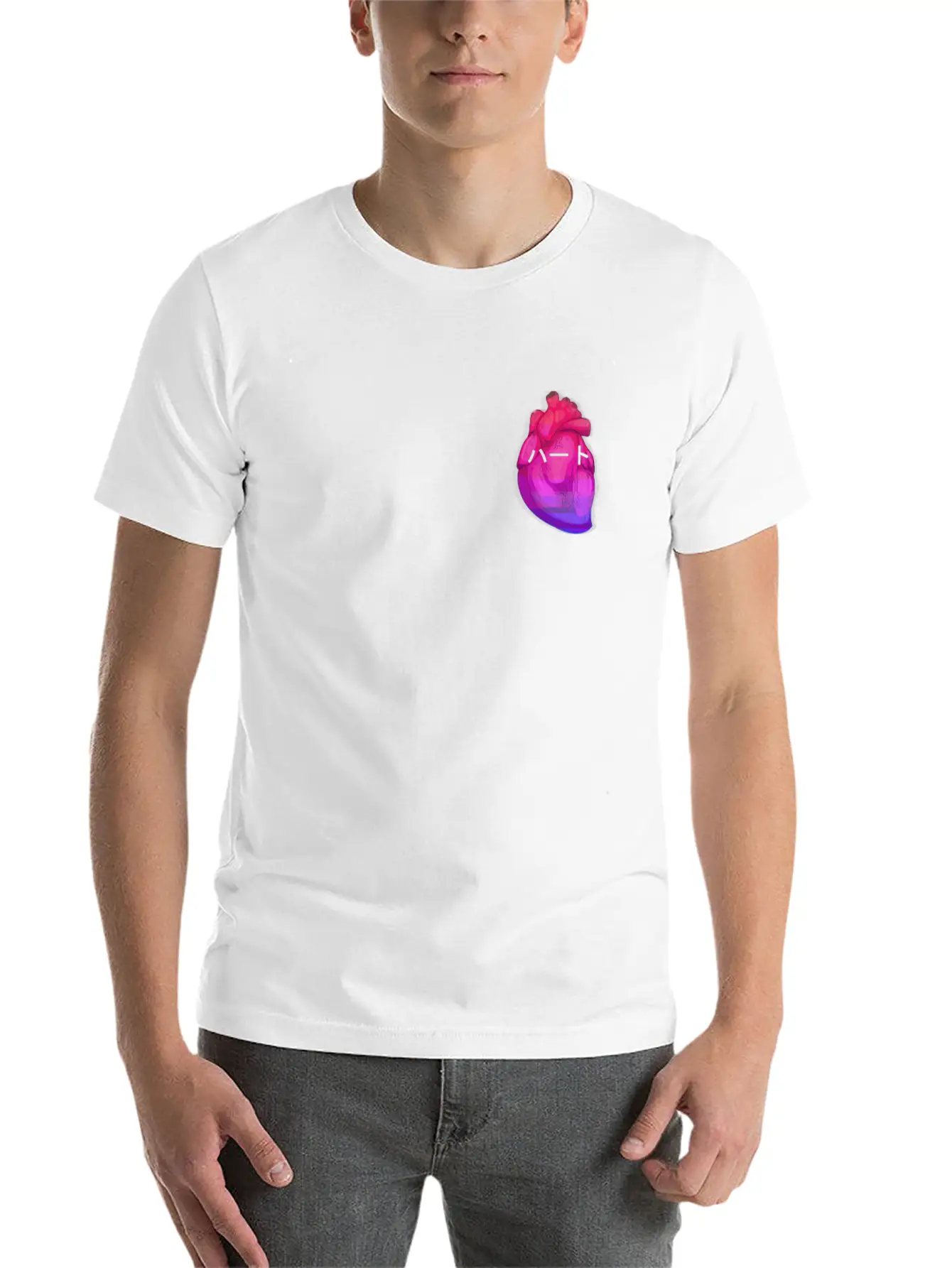 Aesthetic Heart Vaporwave Heart With Japanese Text Classic Fit Graphic Tee For Daily Comfort – Unisex Cotton Shirt