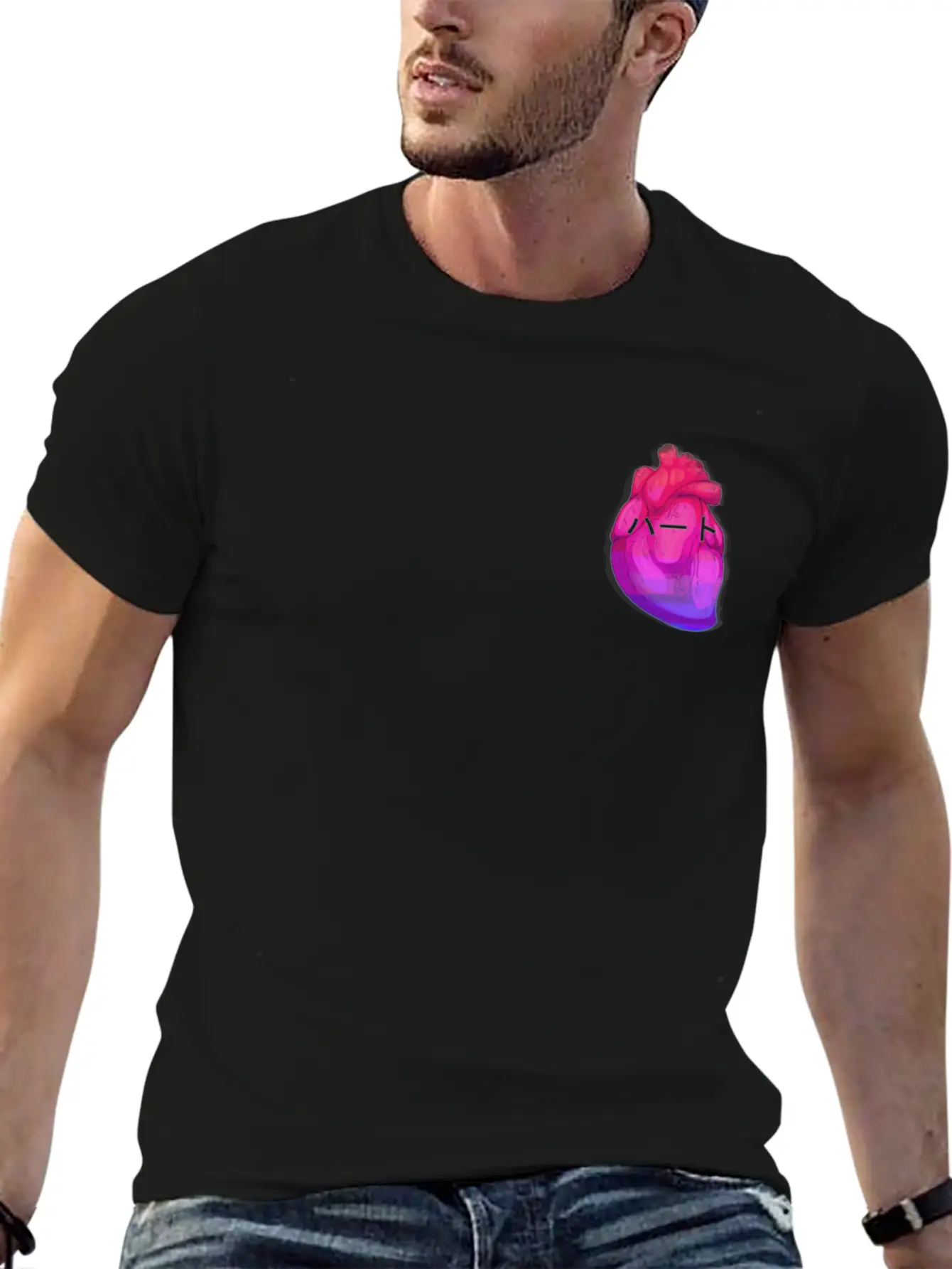 Aesthetic Heart Vaporwave Heart With Japanese Text Classic Fit Graphic Tee For Daily Comfort – Unisex Cotton Shirt