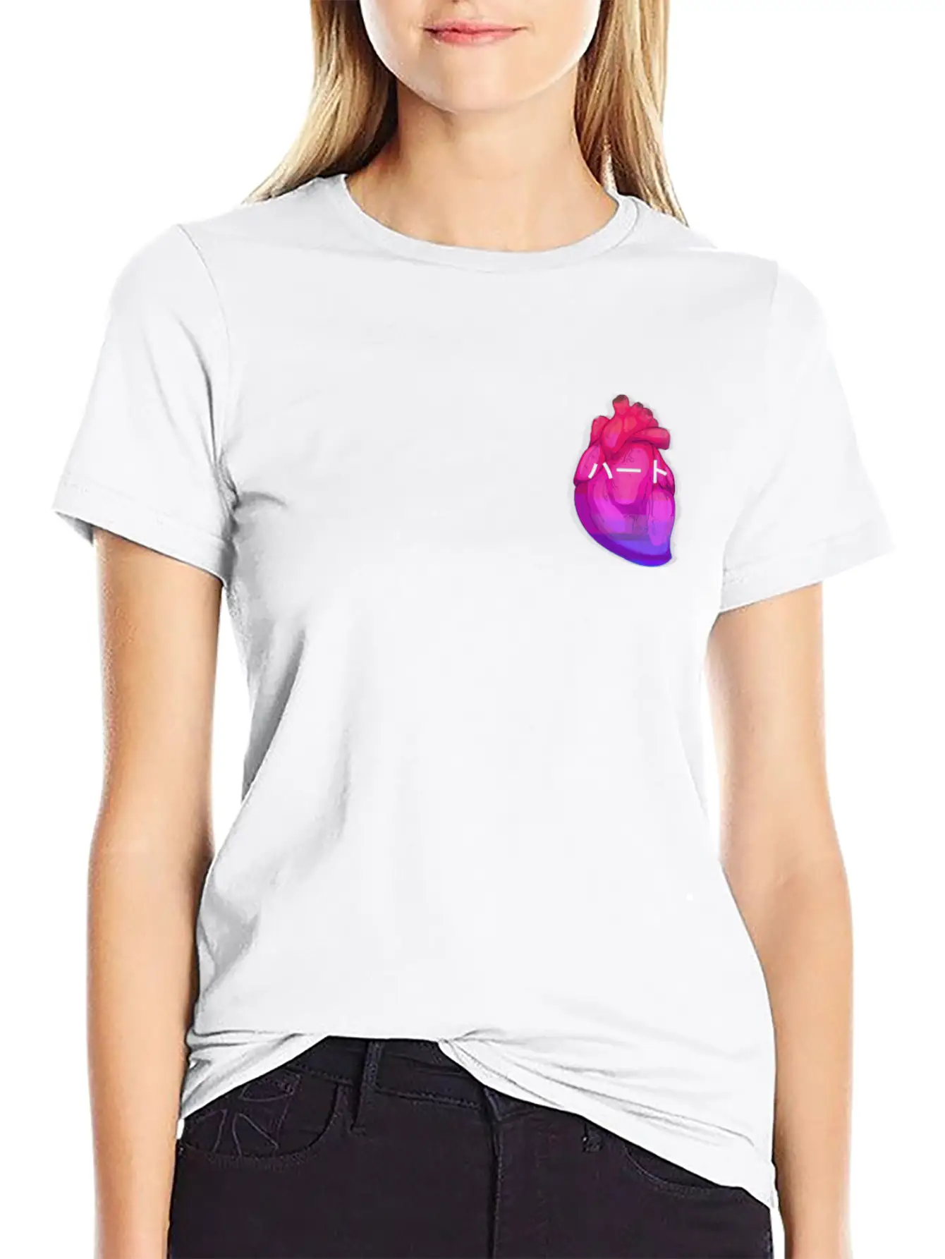 Aesthetic Heart Vaporwave Heart With Japanese Text Classic Fit Graphic Tee For Daily Comfort – Unisex Cotton Shirt