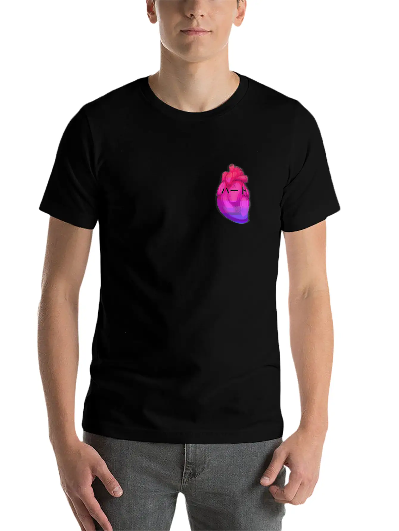 Aesthetic Heart Vaporwave Heart With Japanese Text Classic Fit Graphic Tee For Daily Comfort – Unisex Cotton Shirt